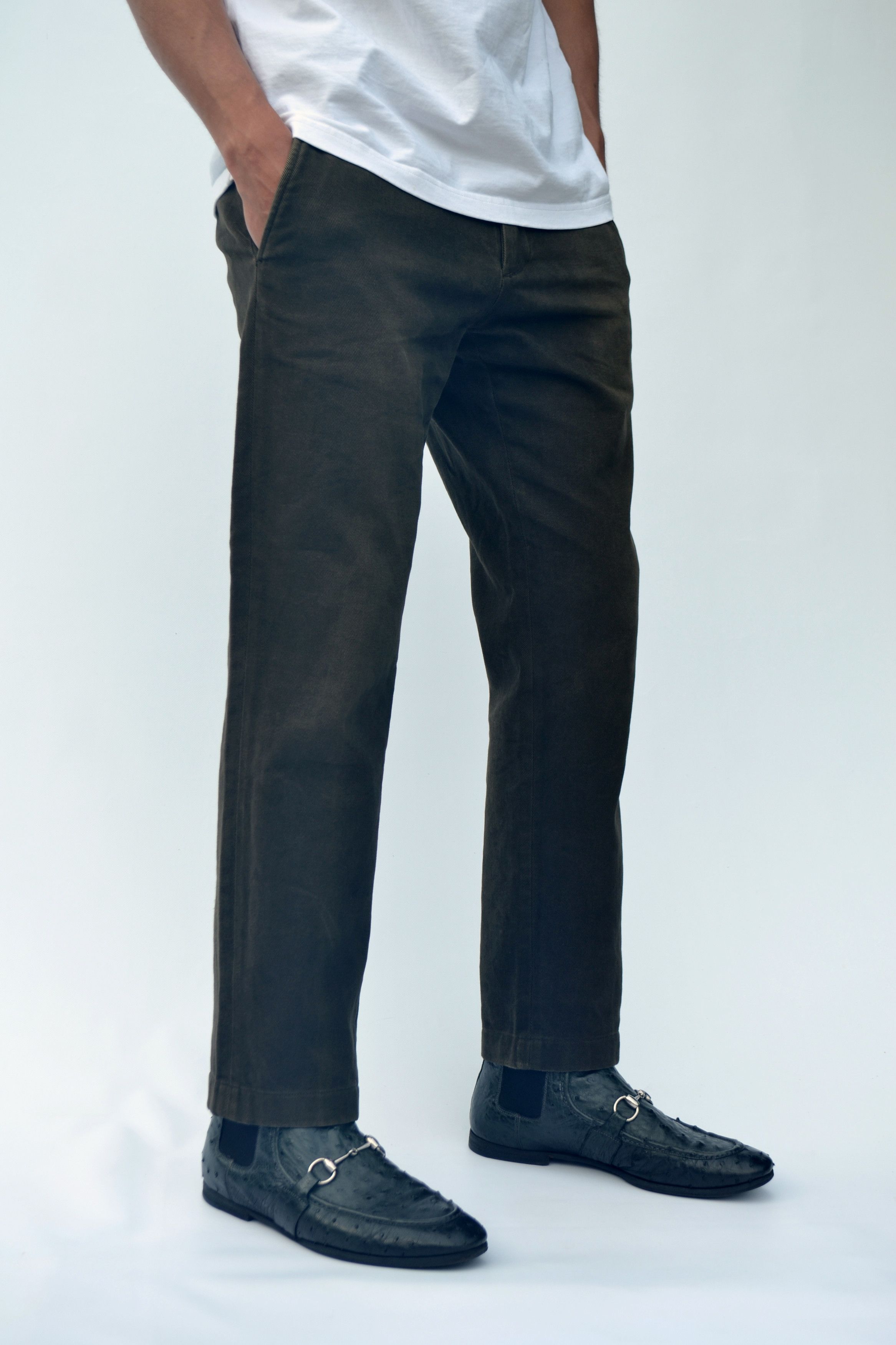 Prada Logo Twill Khaki Trousers Pants