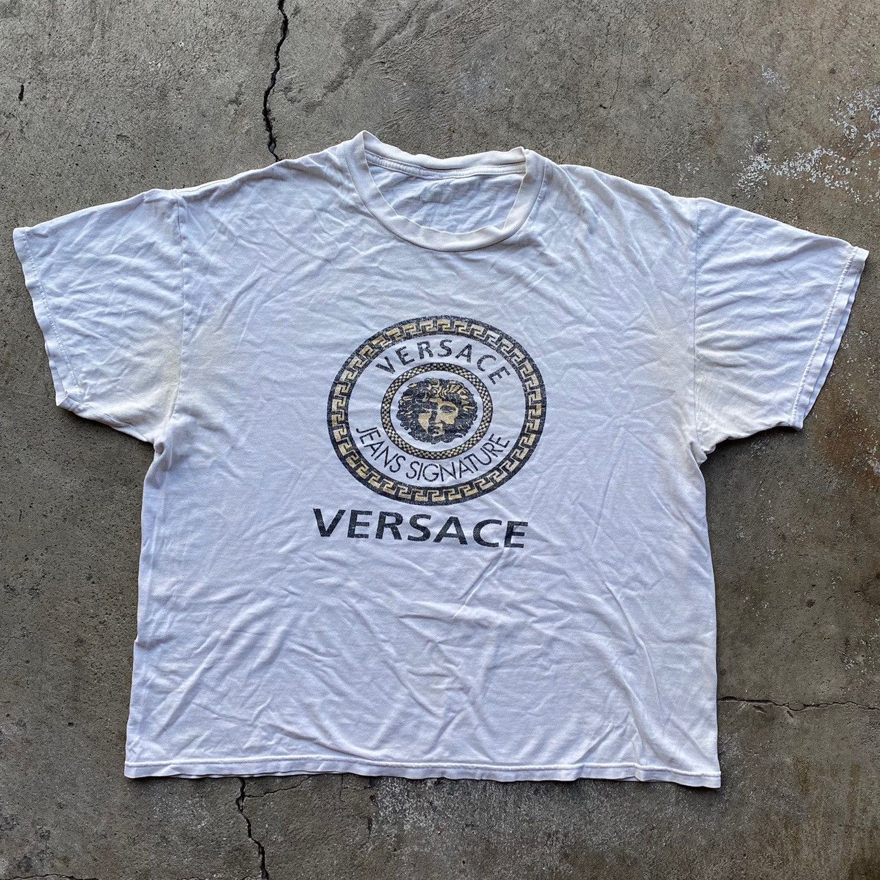 Versace XL bootleg white and gold Versace shirt | Grailed