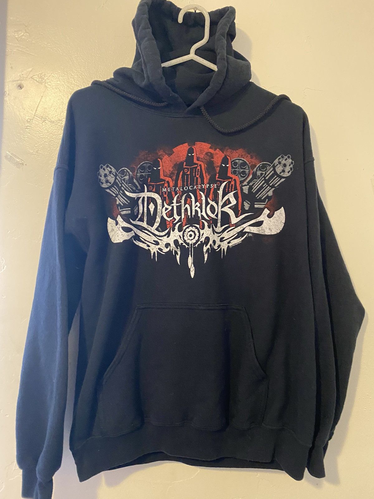 Gildan Men s Medium Metalocalypse Dethklok Hoodie RARE Good Shape Grailed