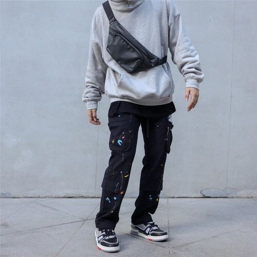Japanese Brand Paint Splatter Detail Cargo Pocket Draw String Pants Size US 32 / EU 48 - 3 Thumbnail
