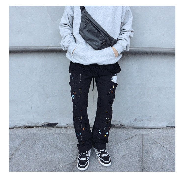 Japanese Brand Paint Splatter Detail Cargo Pocket Draw String Pants Size US 32 / EU 48 - 2 Thumbnail