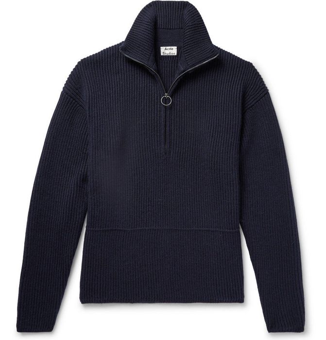 Acne Studios NEPTUNE RIBBED WOOL-BLEND HALF-ZIP SWEATER | Grailed