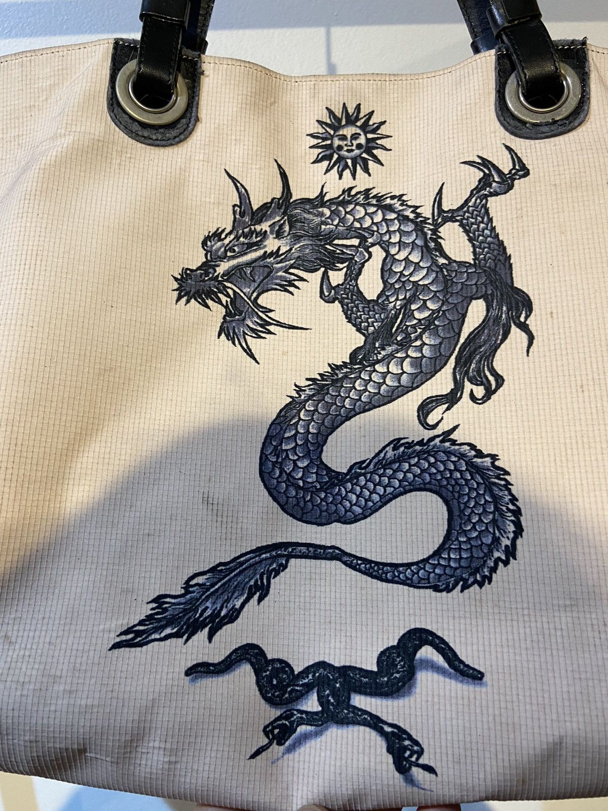 Jean Paul Gaultier Dragon & Heart Tattoo Reversible Tote Bag