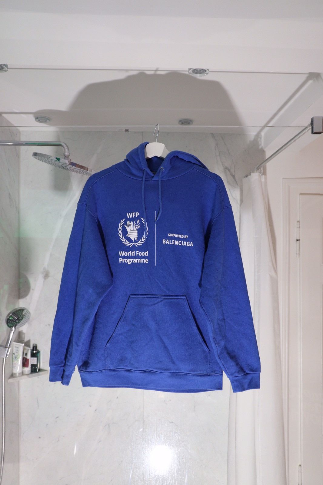 Balenciaga world food programme hoodie blue sale