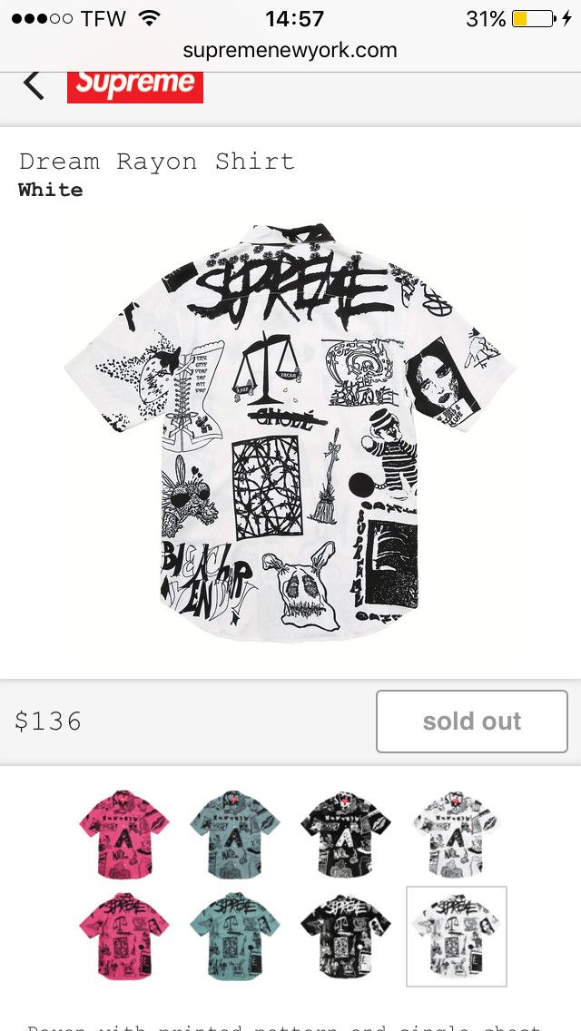 Supreme Supreme Dream Rayon Shirt Medium White | Grailed