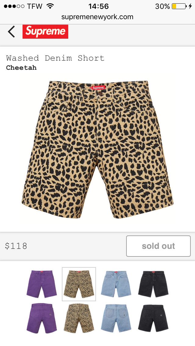 Supreme Supreme Washed Denim Shorts Cheetah 32 | Grailed