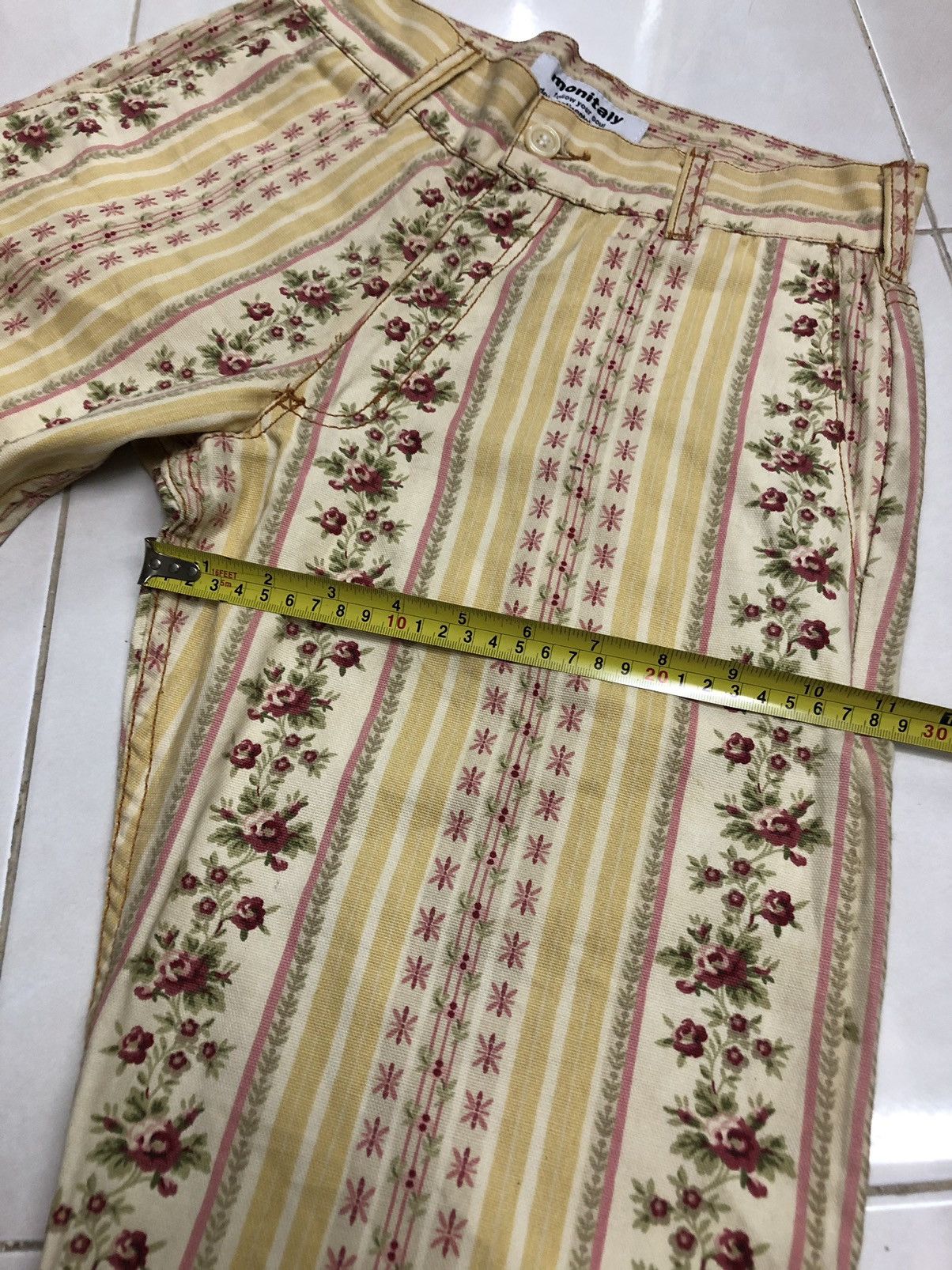 Monitaly Monitaly 1990s Floral Printed Denim Pant Size US 28 / EU 44 - 8 Thumbnail