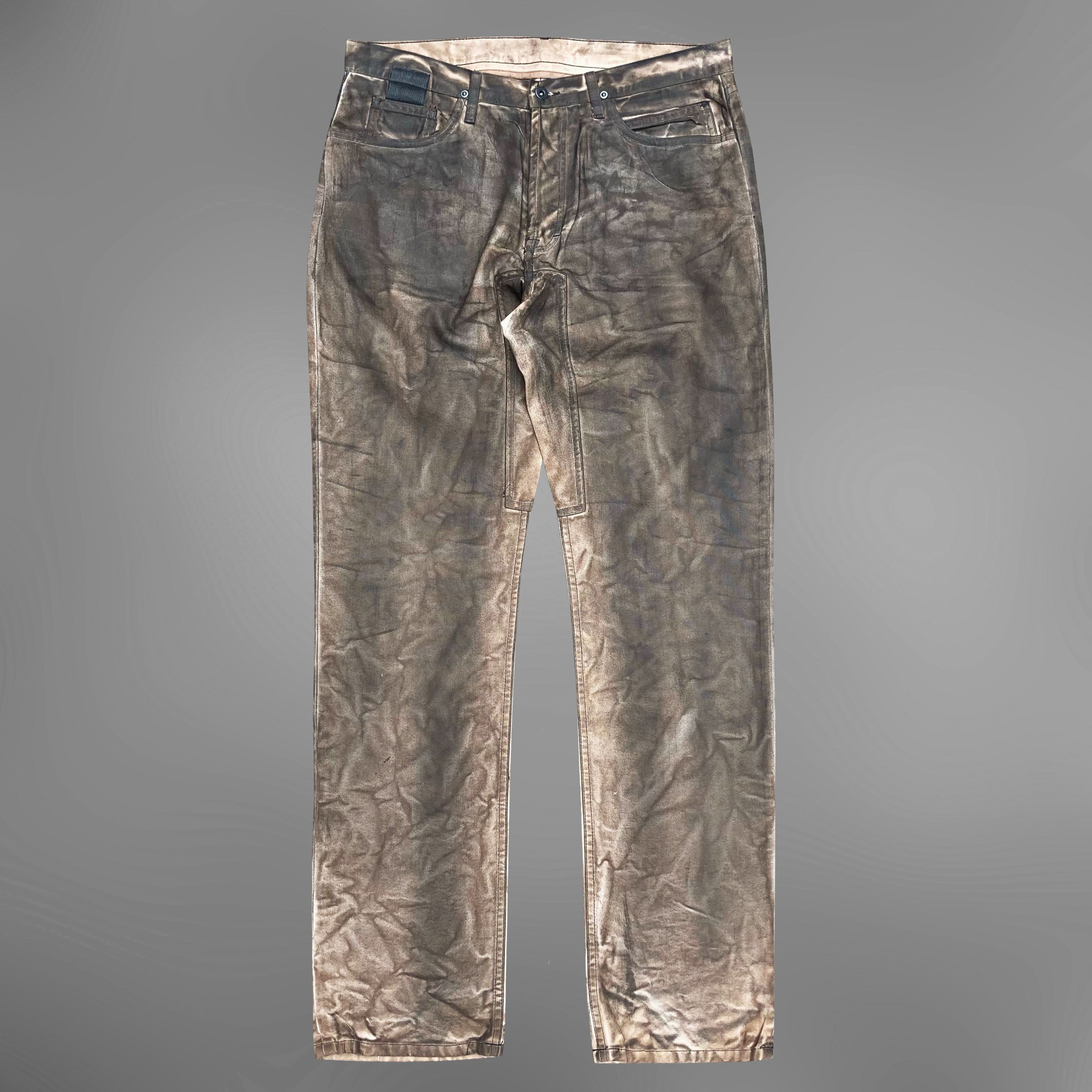 image of Rick Owens Slab Burnt Wax Denim in Brown, Men's (Size 34)