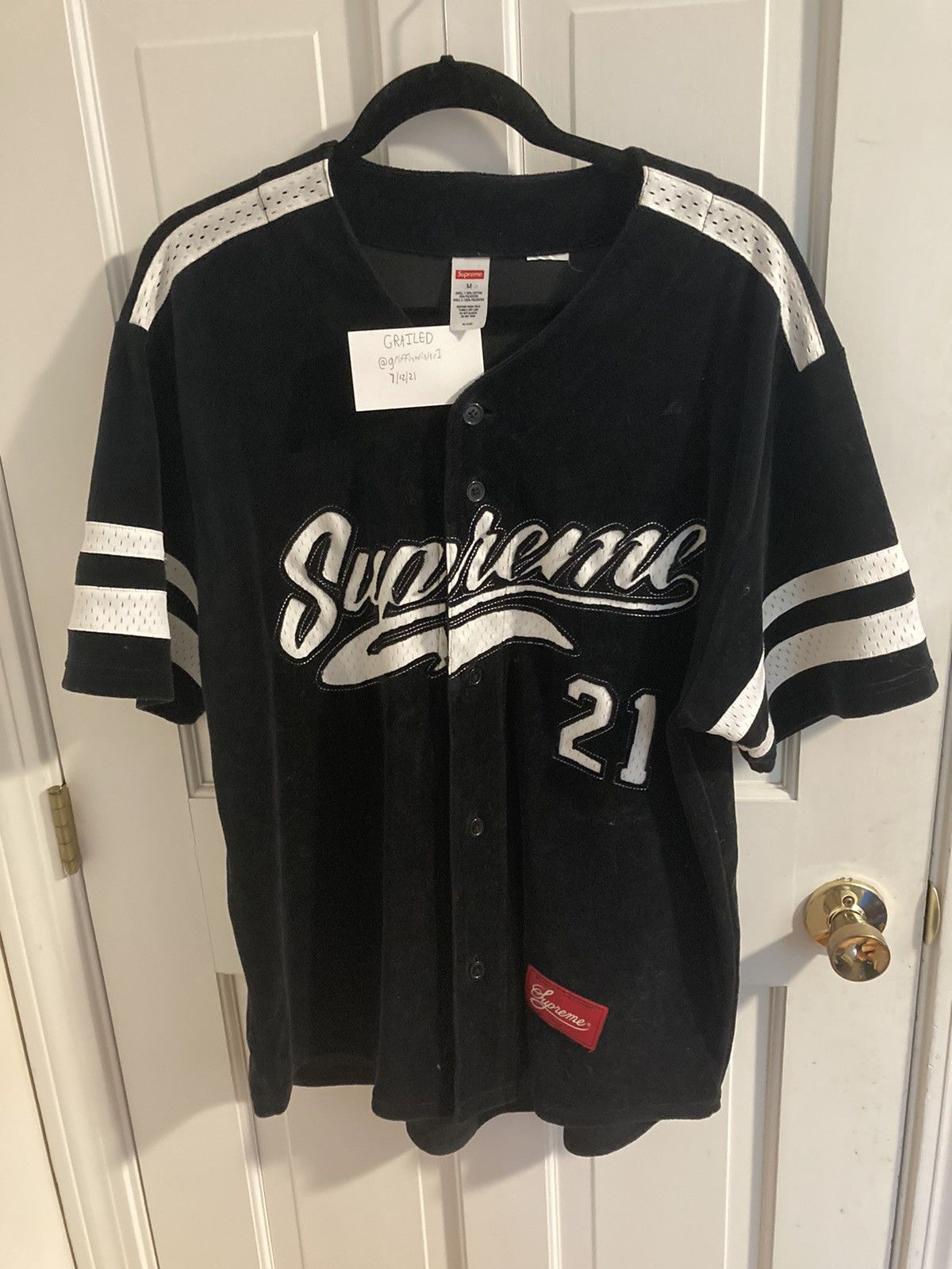 Supreme Velour Baseball Jersey Black