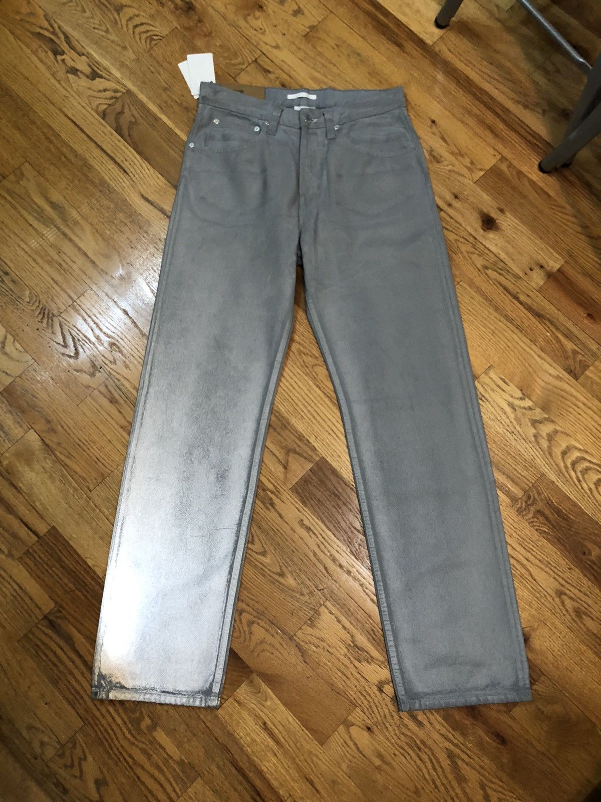 Helmut Lang 🌊🌊🌊Helmut Lang Reflective Gray Straight Leg Jeans Size US 31 - 1 Thumbnail