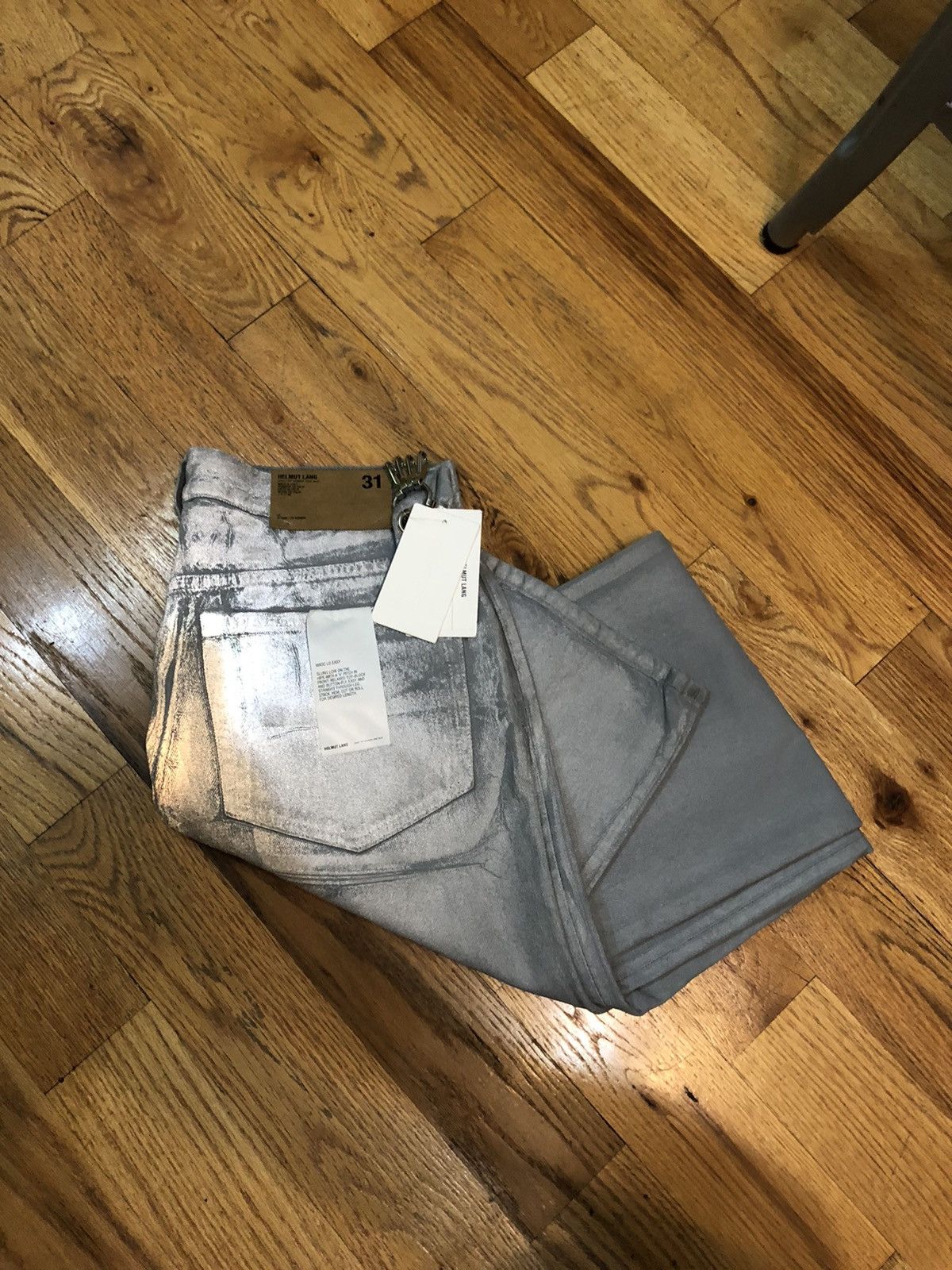 Helmut Lang 🌊🌊🌊Helmut Lang Reflective Gray Straight Leg Jeans Size US 31 - 2 Thumbnail