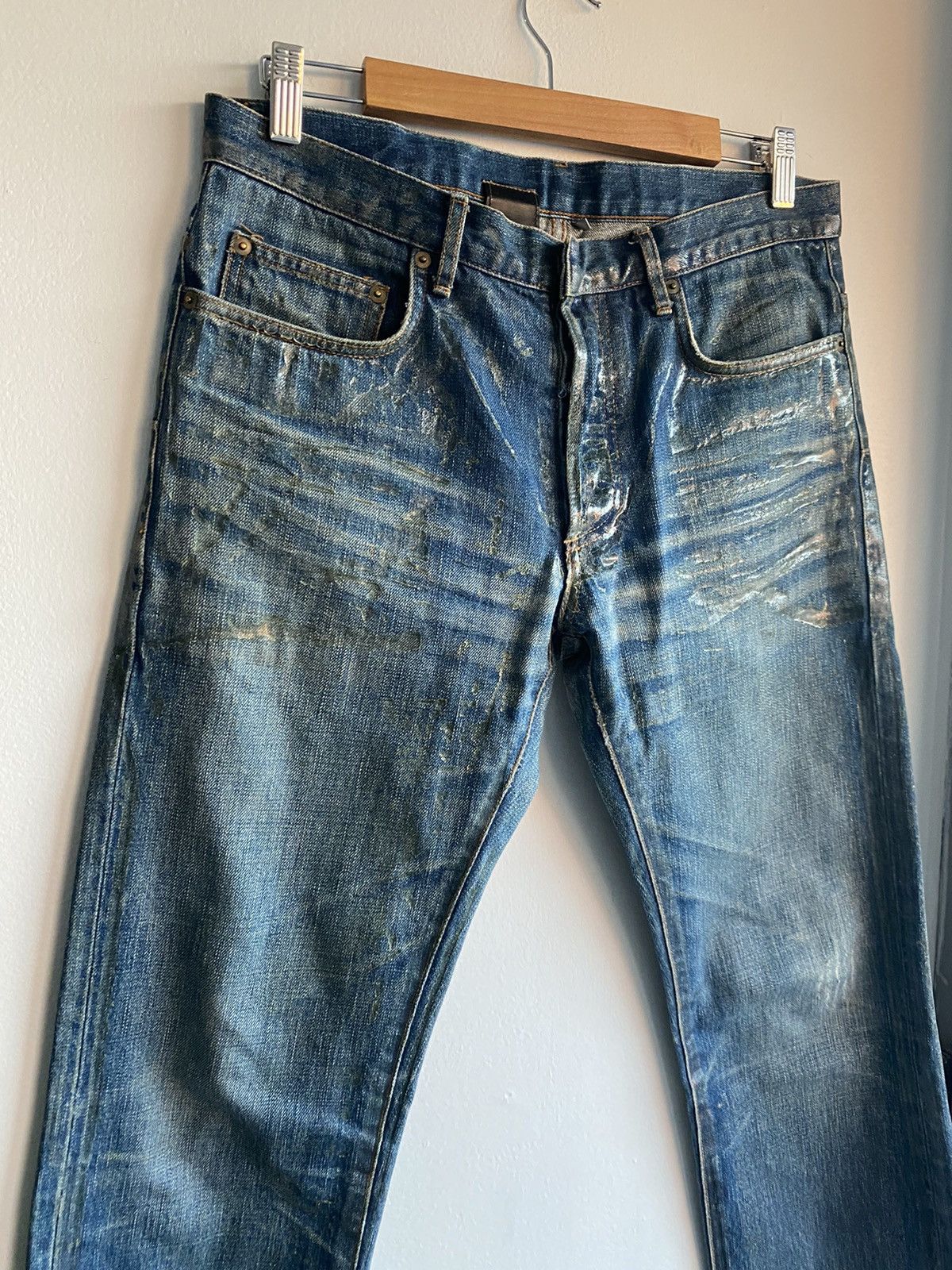 Dior Dior Homme 07 Wax Polyurethane Coated Waxed Denim Jeans | Grailed