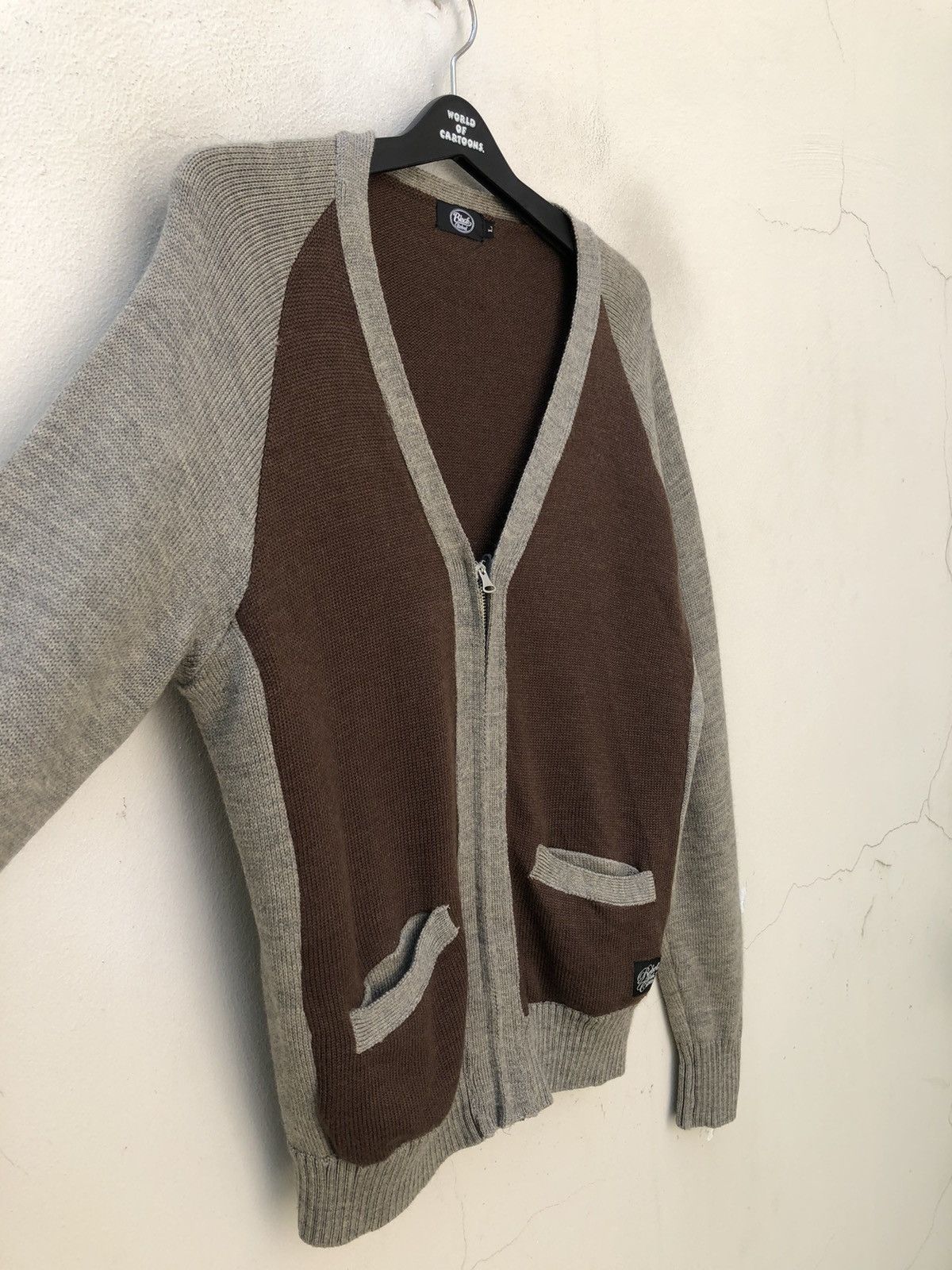 Vintage Black Rebel Japan Rebels With A Cause Two Tone Wool Cardigan Size US L / EU 52-54 / 3 - 8 Thumbnail