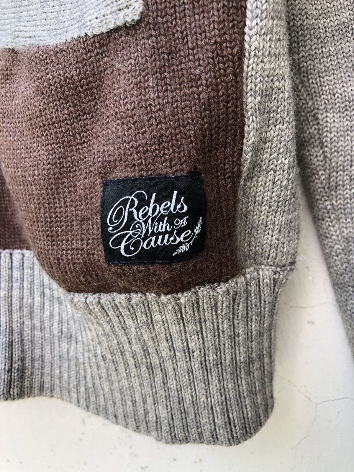 Vintage Black Rebel Japan Rebels With A Cause Two Tone Wool Cardigan Size US L / EU 52-54 / 3 - 4 Thumbnail