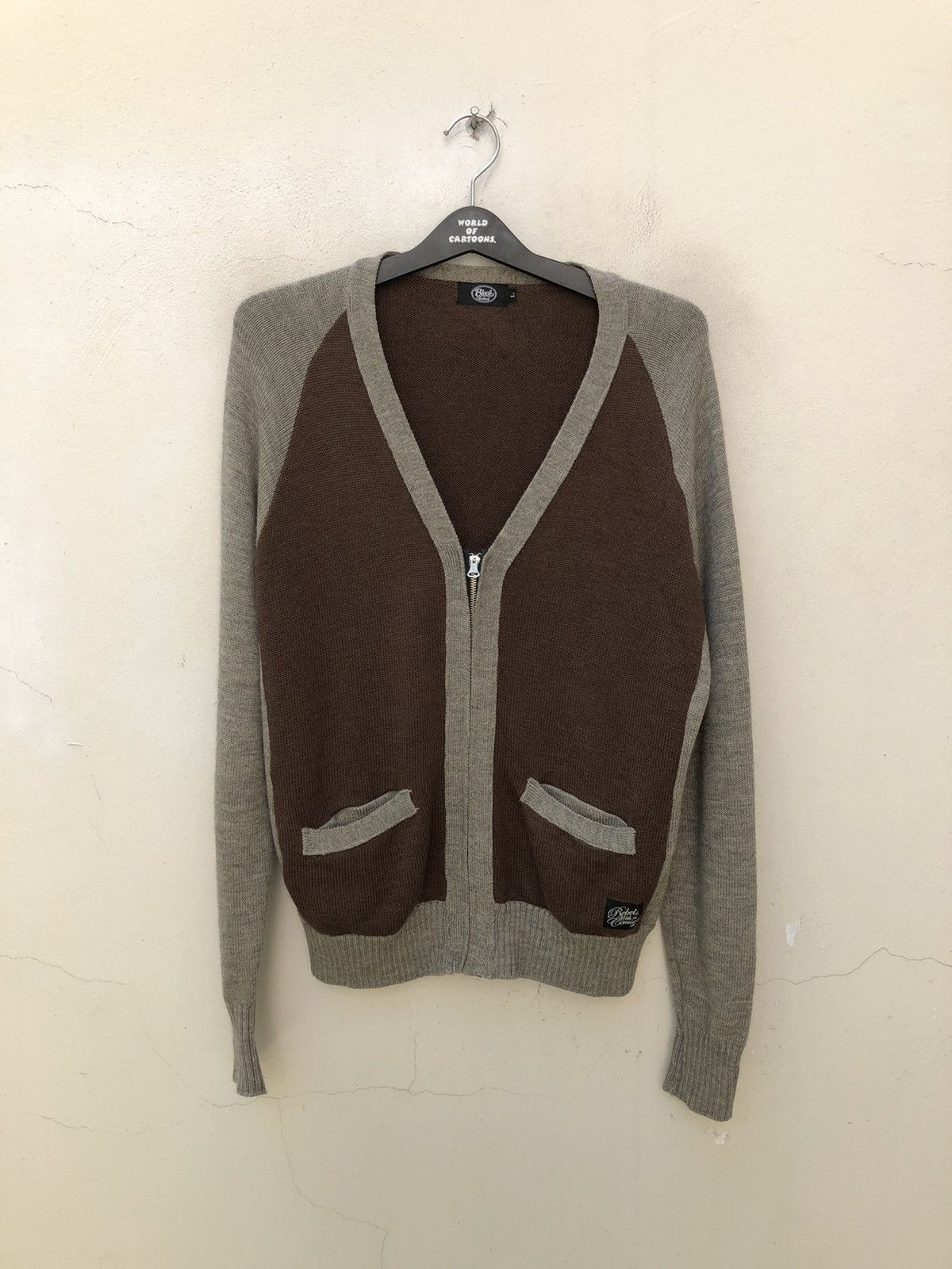 Vintage Black Rebel Japan Rebels With A Cause Two Tone Wool Cardigan Size US L / EU 52-54 / 3 - 1 Thumbnail
