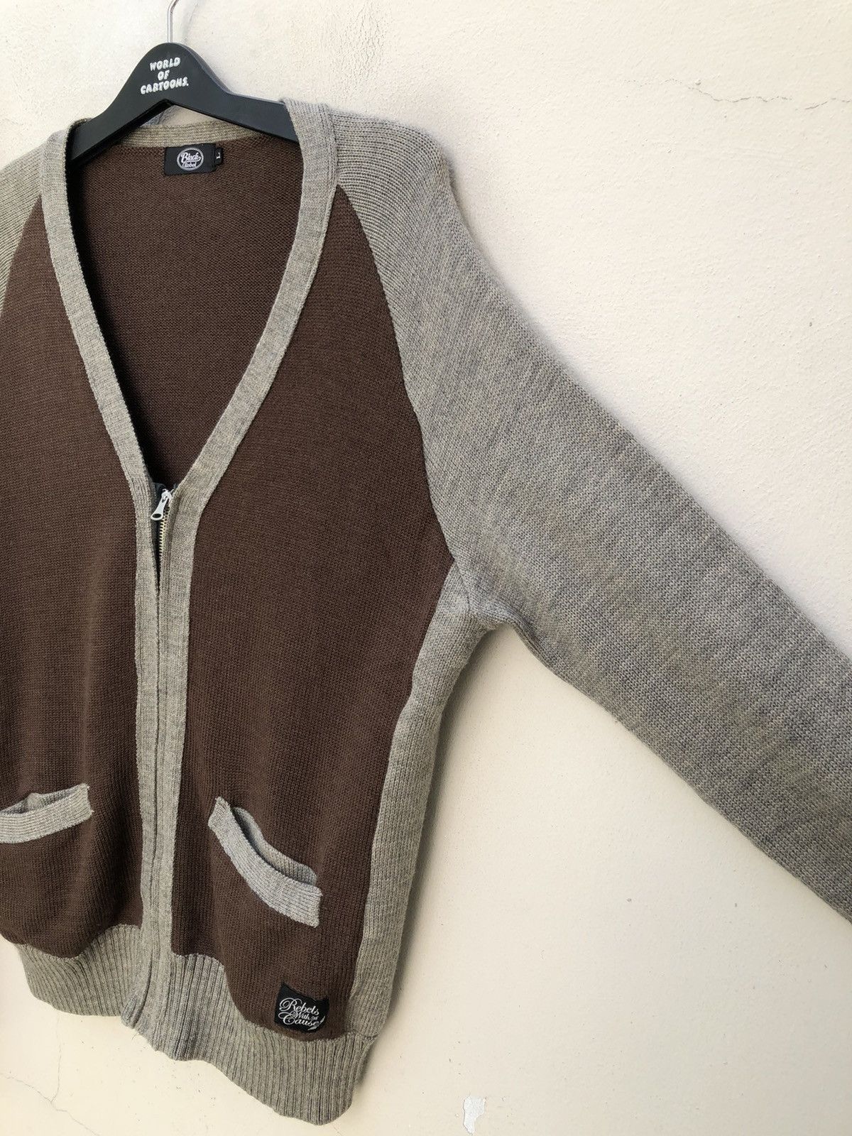 Vintage Black Rebel Japan Rebels With A Cause Two Tone Wool Cardigan Size US L / EU 52-54 / 3 - 7 Thumbnail