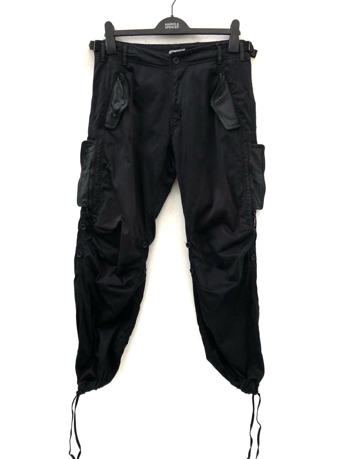 Vintage LIDAH Japan Drawstring Black Parachute Trouser Pant Size US 31 - 1 Thumbnail
