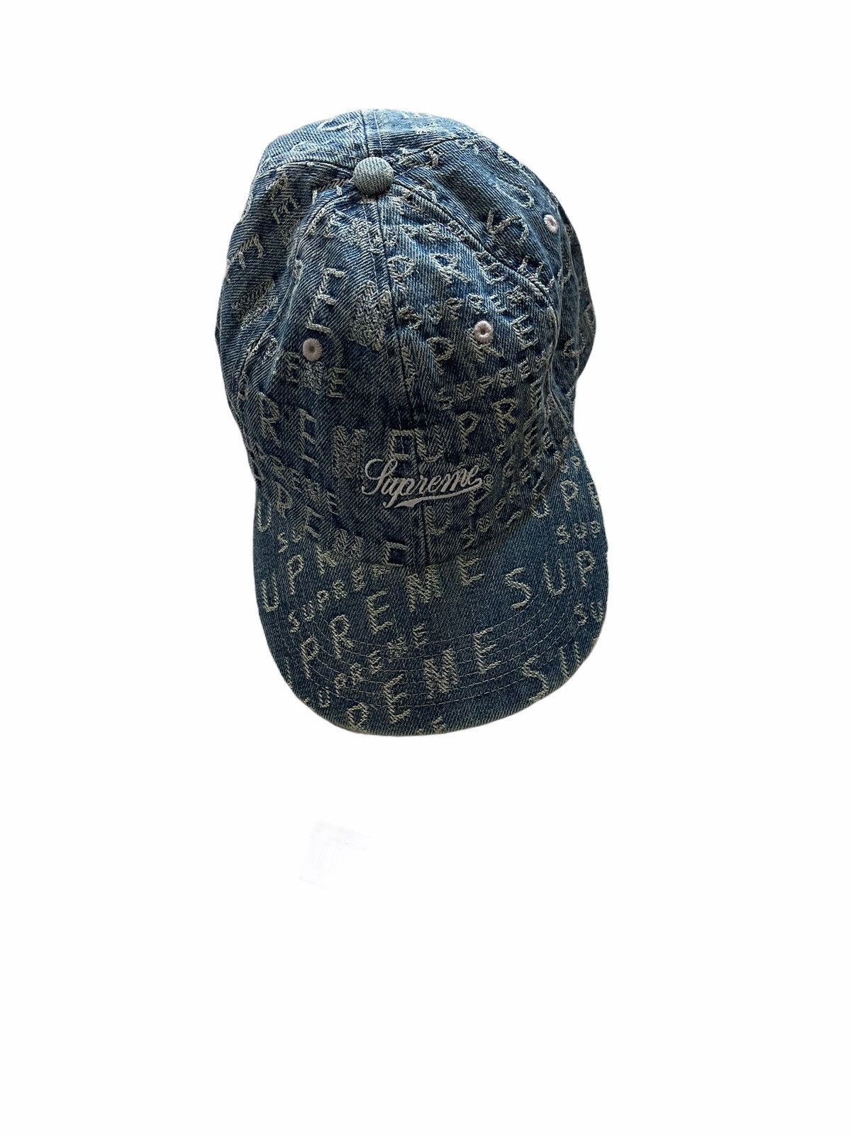 Popular Supreme SS20 jacquared logo denim 6 panel dad hat cap