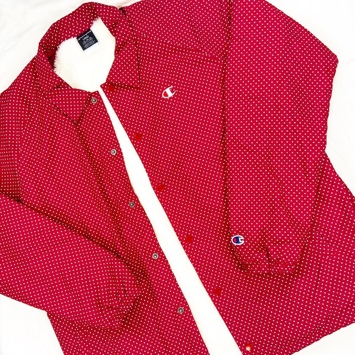 Champion CHAMPION RED MONOGRAM FLEECE BOMBER COACH JACKET Size US L / EU 52-54 / 3 - 2 Thumbnail
