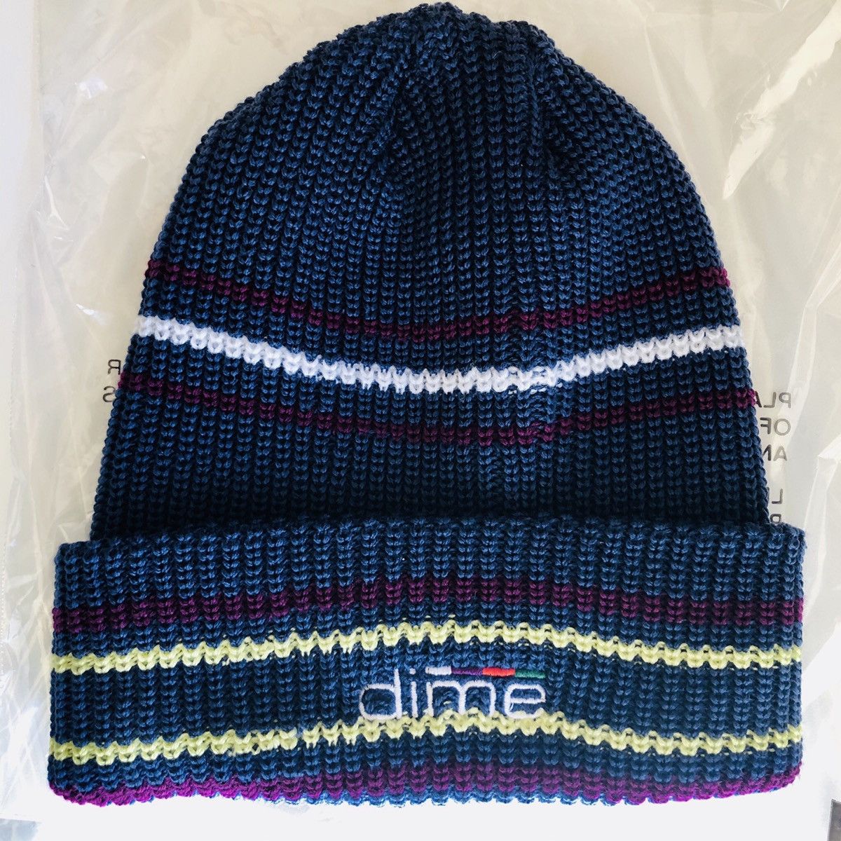 Dime Dime Stripe Beanie NAVY Size ONE SIZE - 1 Thumbnail