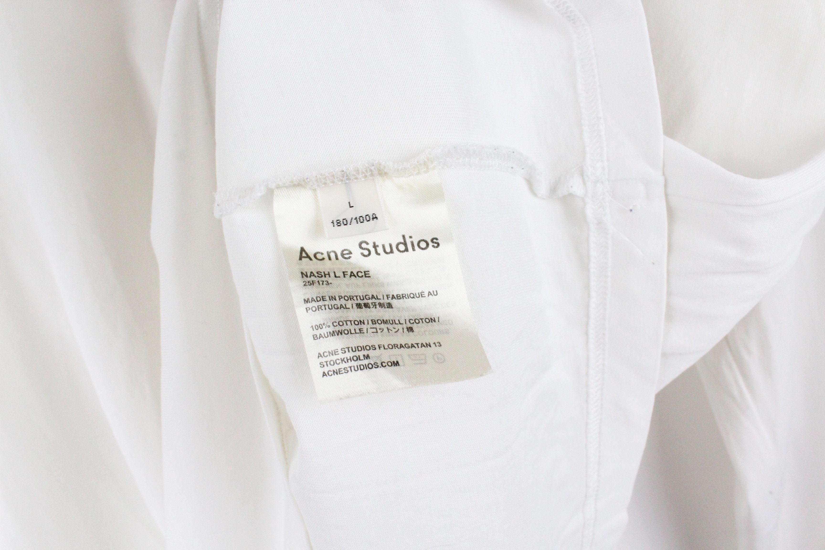 Acne Studios Acne Studios White Nash Face Logo Long Sleeve Crew T-shirt Size US L / EU 52-54 / 3 - 4 Thumbnail
