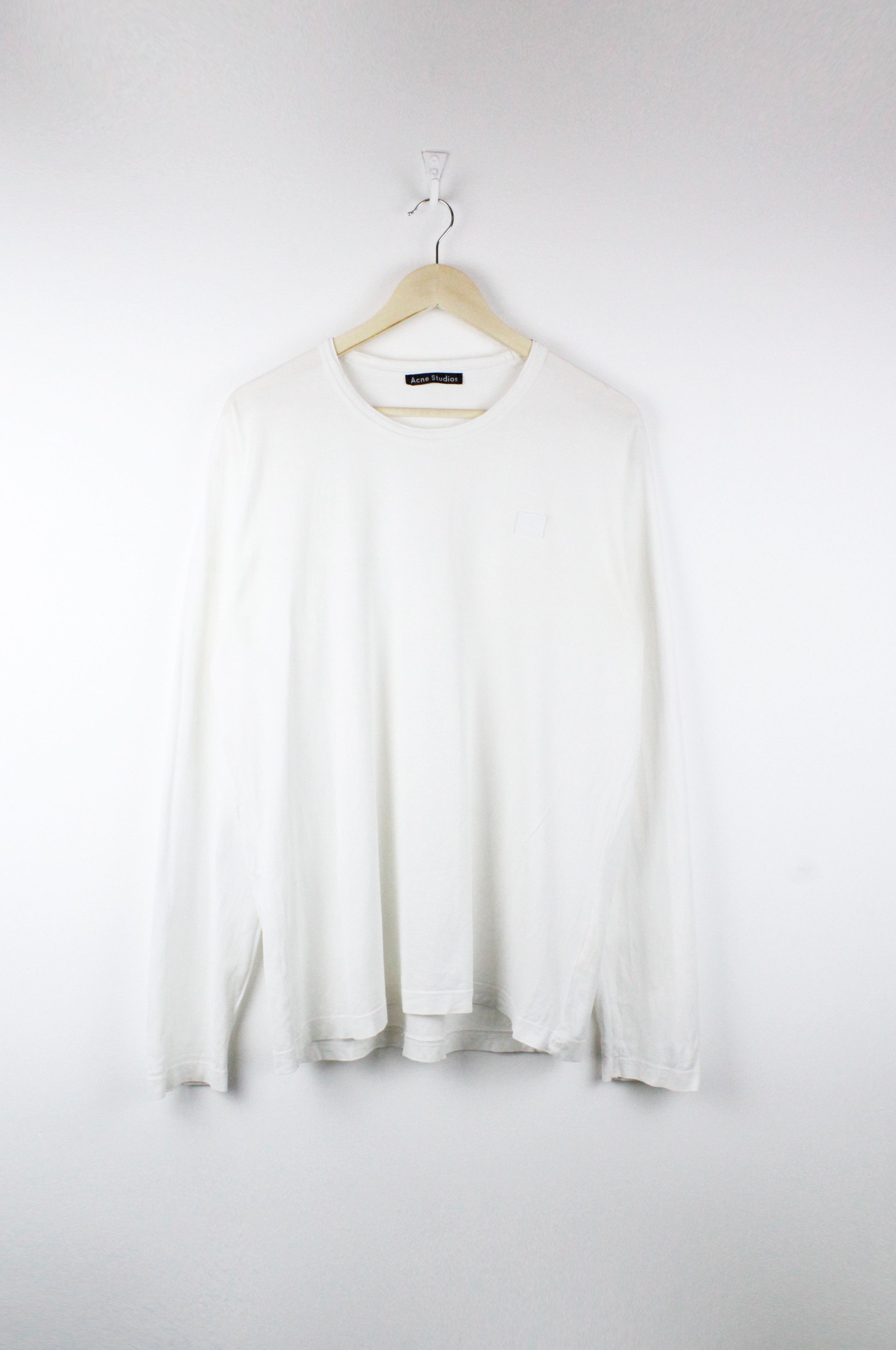 Acne Studios Acne Studios White Nash Face Logo Long Sleeve Crew T-shirt Size US L / EU 52-54 / 3 - 1 Thumbnail