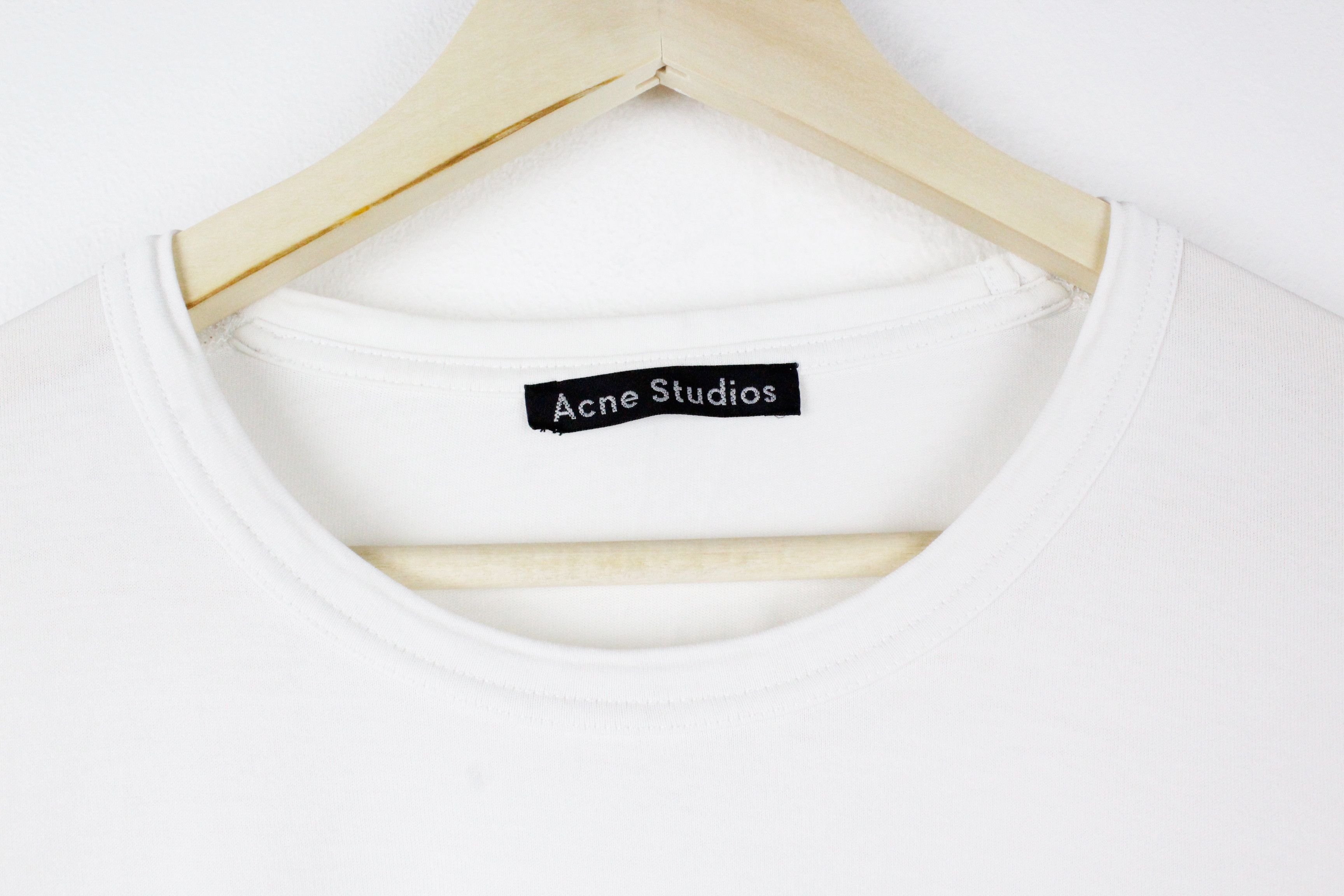 Acne Studios Acne Studios White Nash Face Logo Long Sleeve Crew T-shirt Size US L / EU 52-54 / 3 - 3 Thumbnail