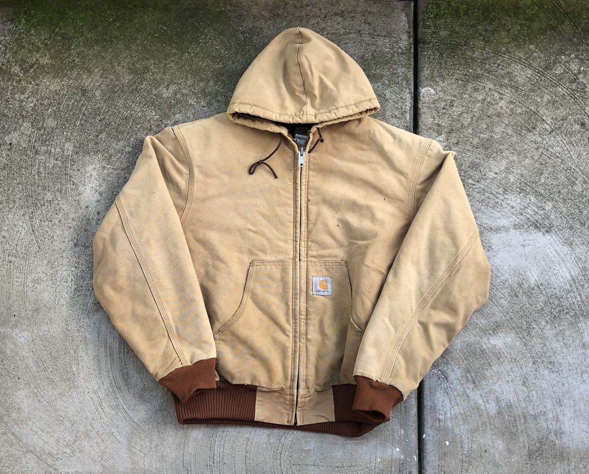 Vintage Vintage Carhartt Faded Brown Zip-up Hooded Jacket 90s Size US L / EU 52-54 / 3 - 1 Preview