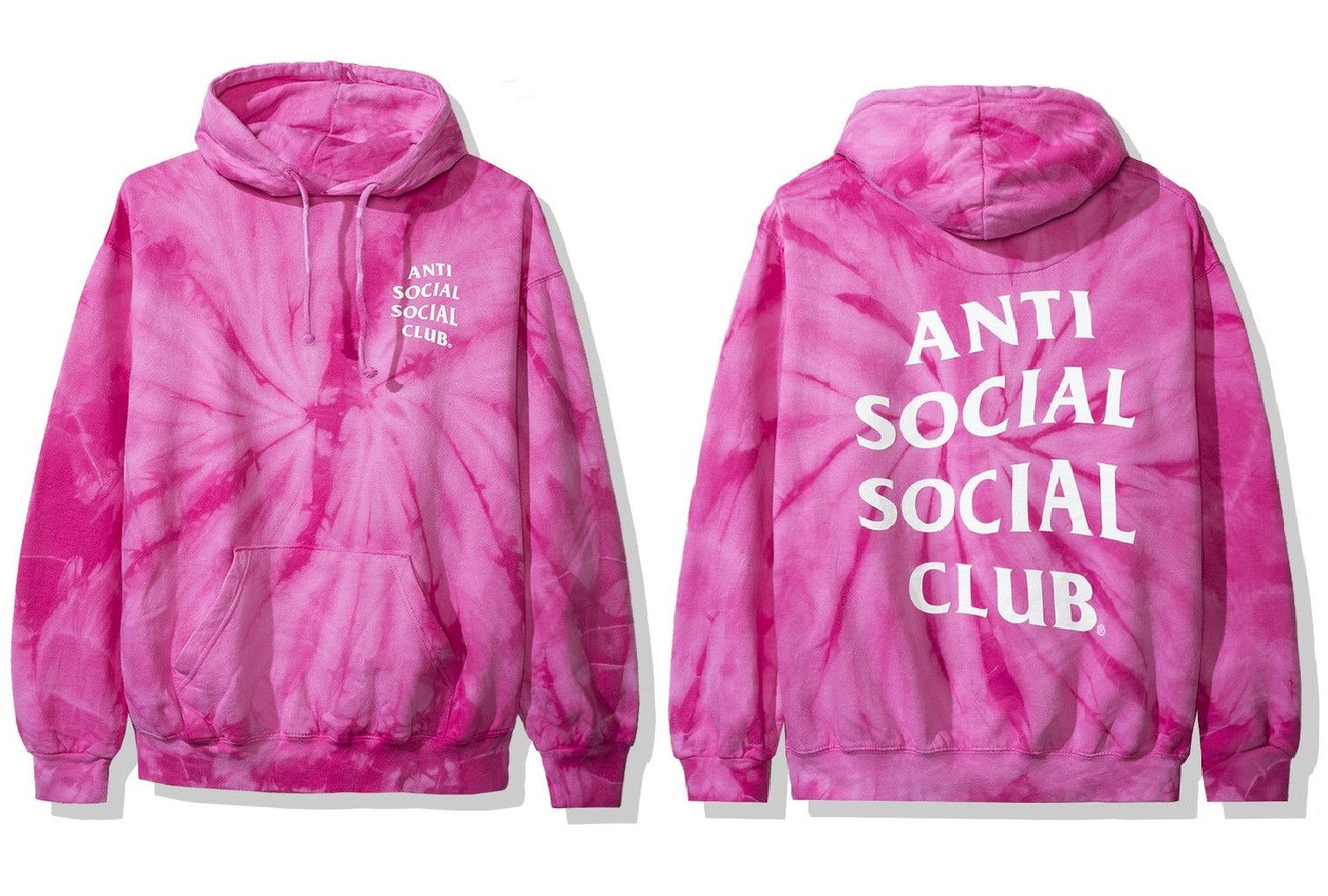 image of Anti Social Social Club Ds Assc White Logo Laguna Pink Tie Dye Hoodie In Hoodie Cdg (Size Small)