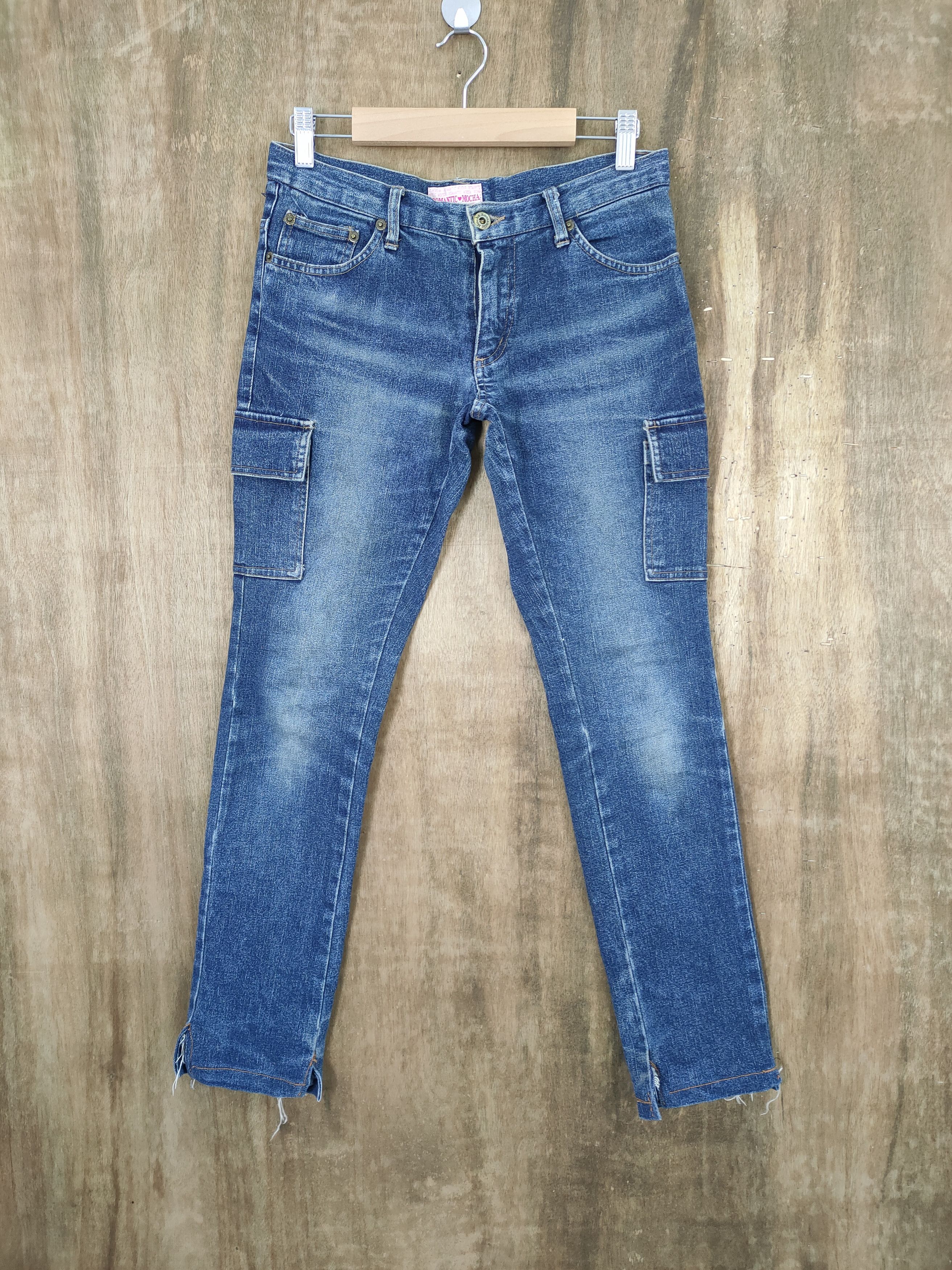 image of Romantic Mocha Denim Jeans Cargo Pants in Blue, Men's (Size 26)