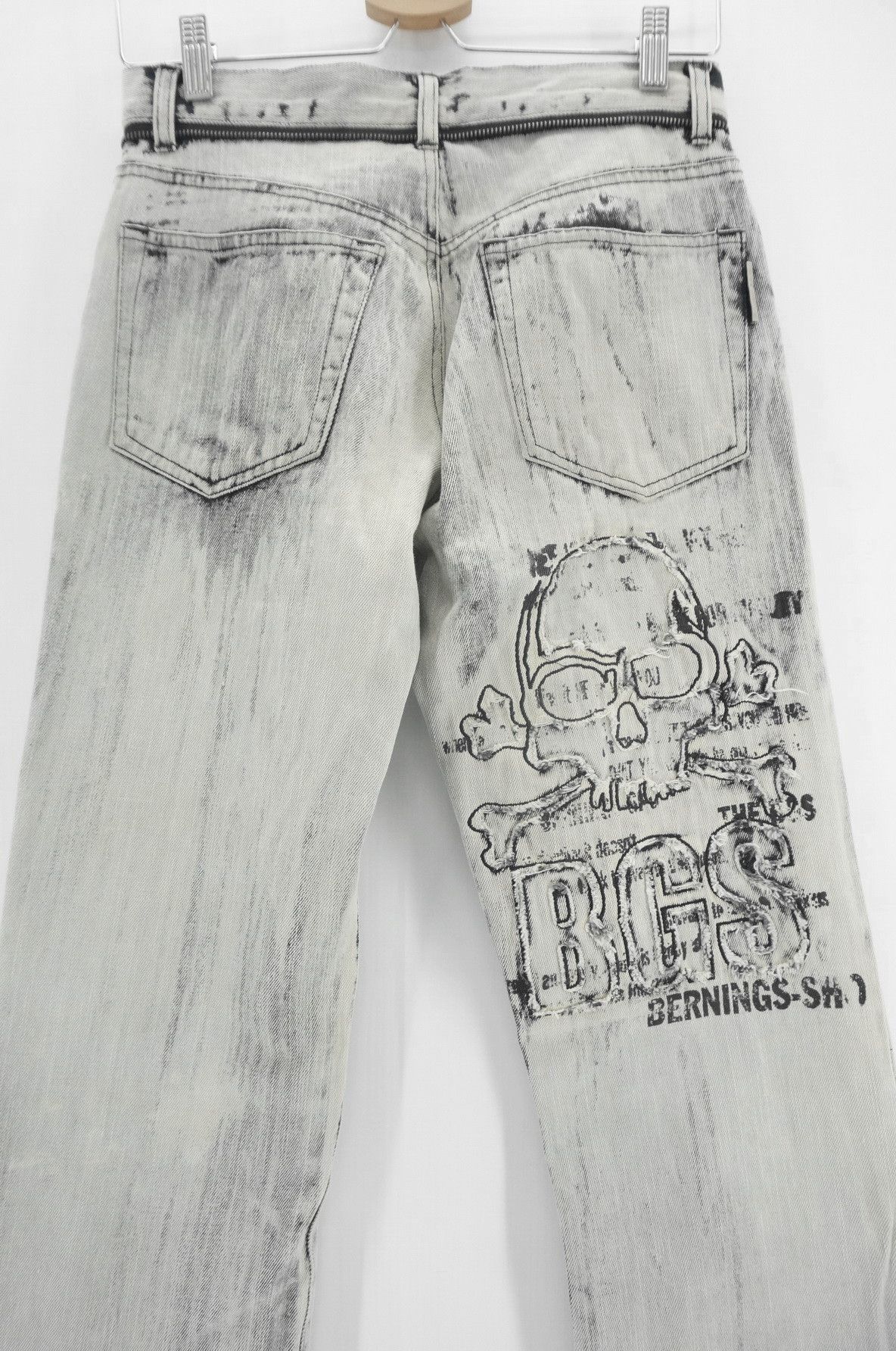 Japanese Brand Vintage BERNING SHO Punk Worn Out Offwhite Acid Wash Jeans Size US 29 - 2 Thumbnail