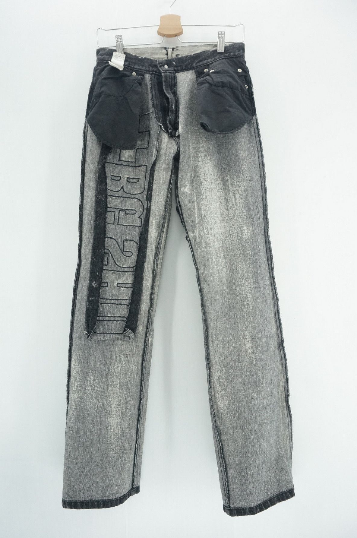 Japanese Brand Vintage BERNING SHO Punk Worn Out Offwhite Acid Wash Jeans Size US 29 - 17 Thumbnail