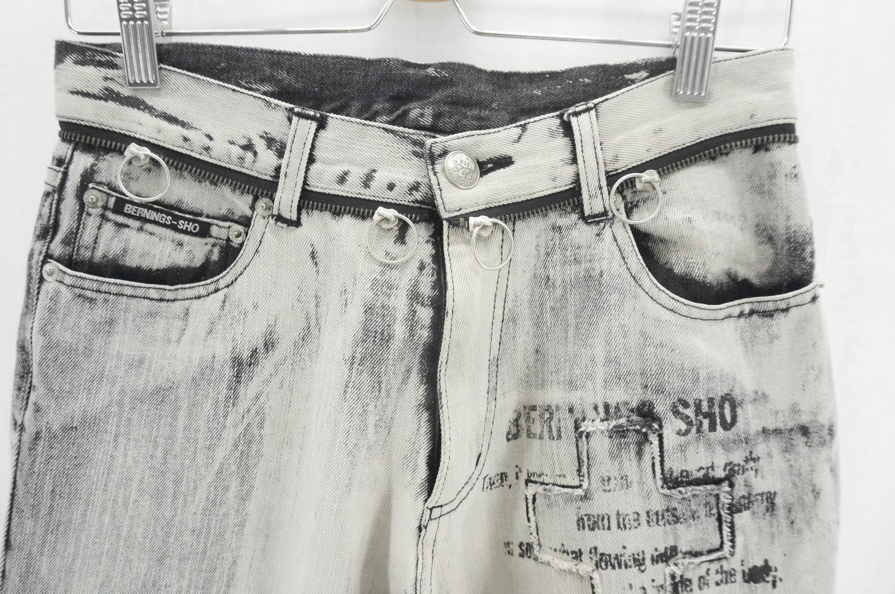Japanese Brand Vintage BERNING SHO Punk Worn Out Offwhite Acid Wash Jeans Size US 29 - 5 Thumbnail