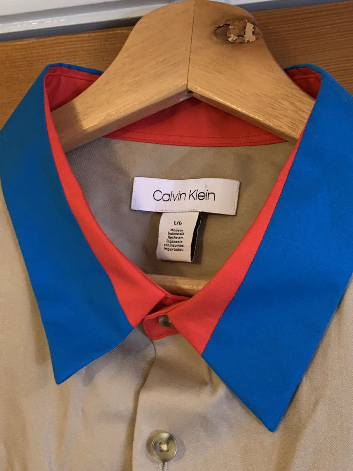 Calvin Klein × Designer *RARE* Calvin Klein TwoTone Collar Short Sleeve Button Shirt Size US L / EU 52-54 / 3 - 4 Thumbnail