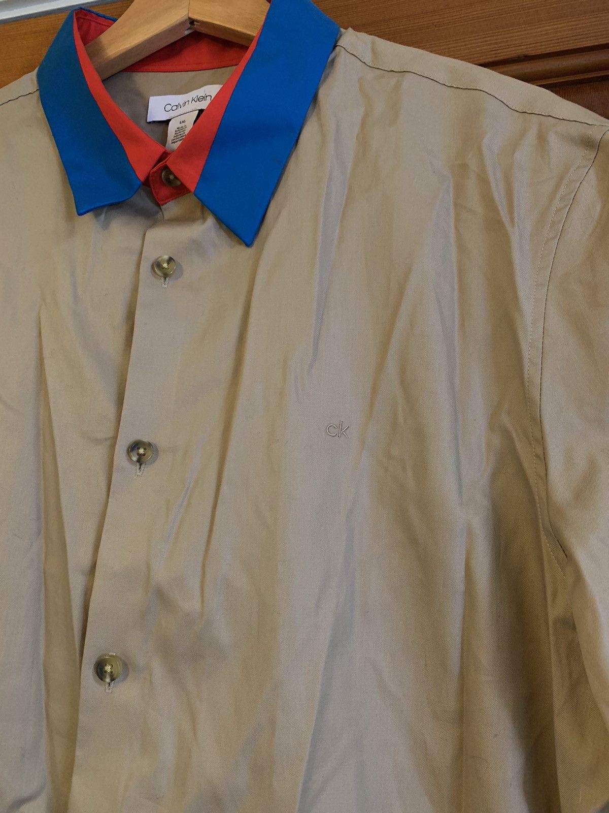 Calvin Klein × Designer *RARE* Calvin Klein TwoTone Collar Short Sleeve Button Shirt Size US L / EU 52-54 / 3 - 5 Thumbnail
