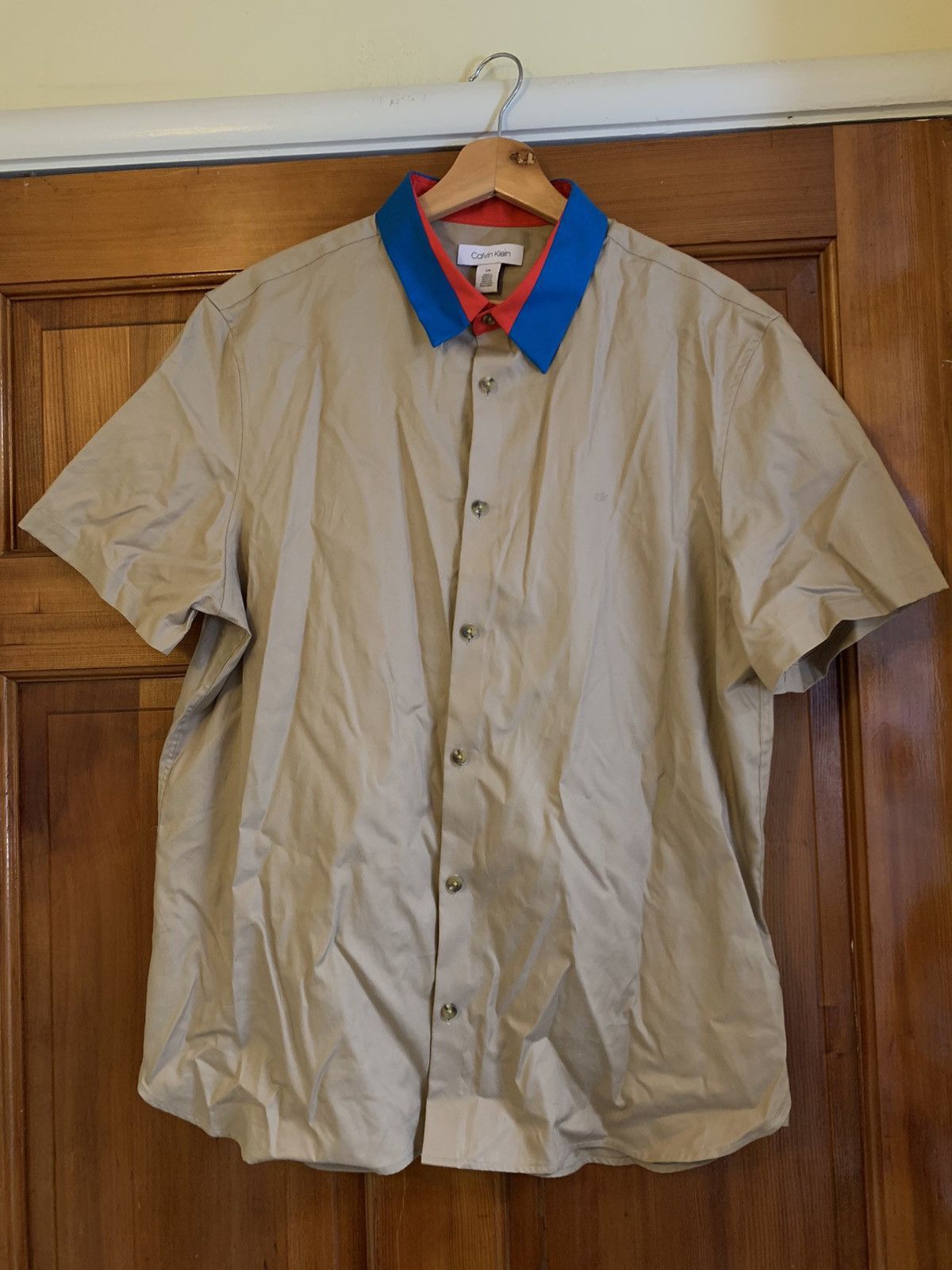 Calvin Klein × Designer *RARE* Calvin Klein TwoTone Collar Short Sleeve Button Shirt Size US L / EU 52-54 / 3 - 1 Thumbnail