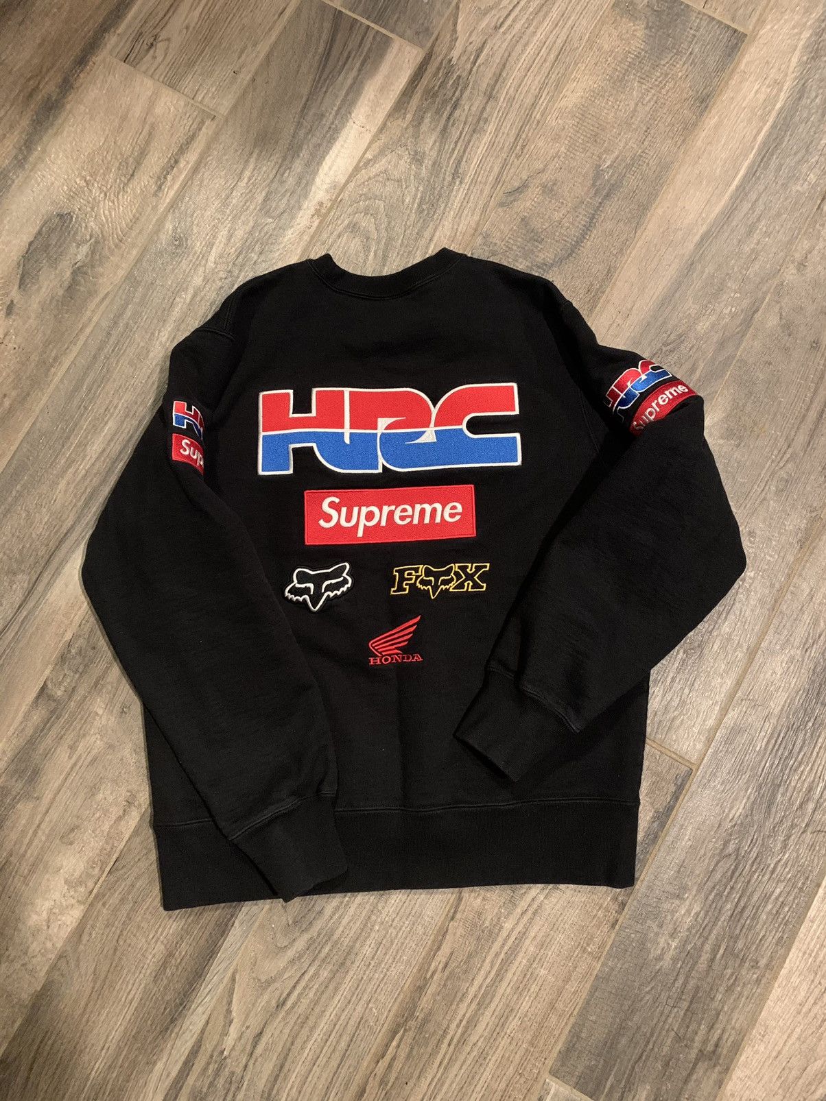 Fox Racing × Supreme Supreme Honda Fox Racing Crewneck Black | Grailed 