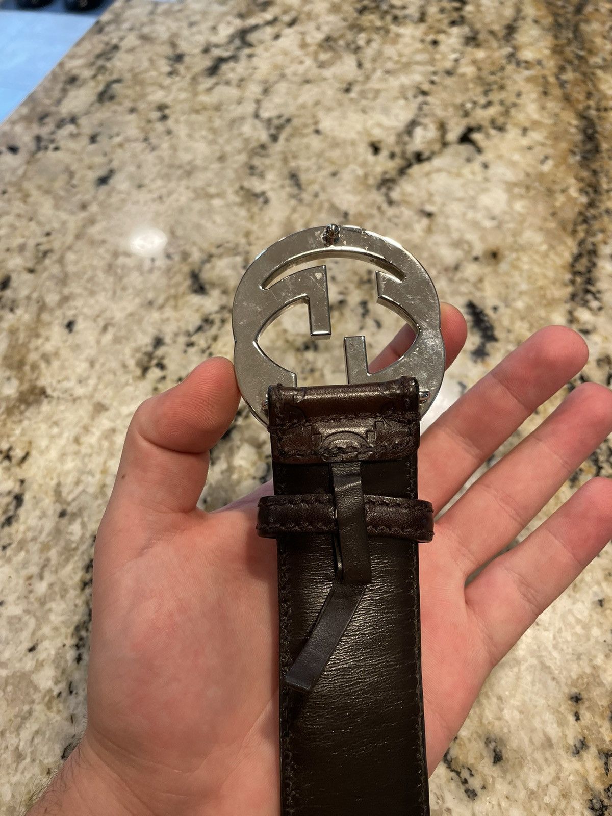 Gucci Gucci Monogram Brown Leather Belt Size 40 - 3 Thumbnail