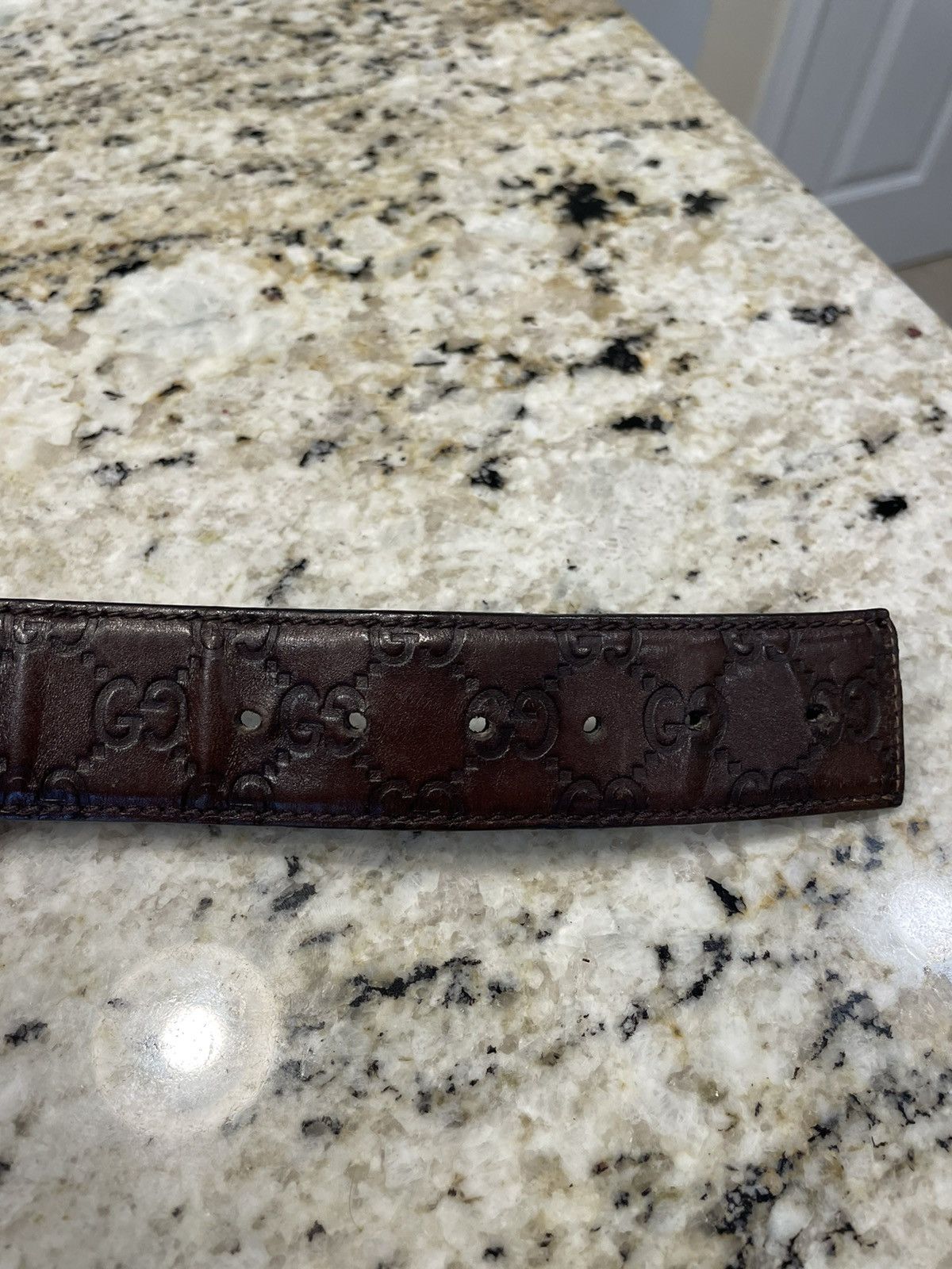 Gucci Gucci Monogram Brown Leather Belt Size 40 - 6 Thumbnail