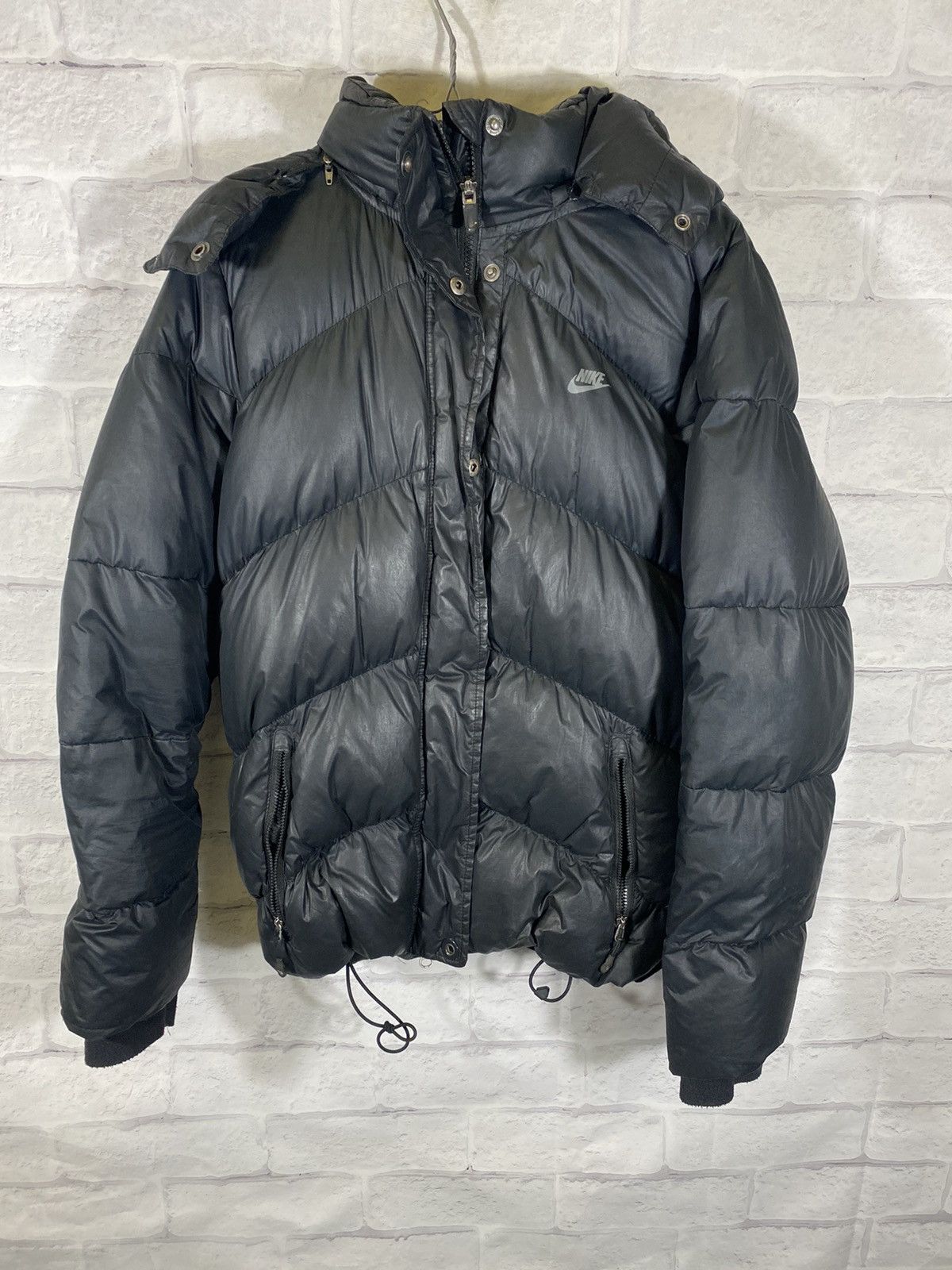 2000'S Nike padded hoodie/puffer jacket, men's size XL unclear black type Vintage Second Hand main image 1