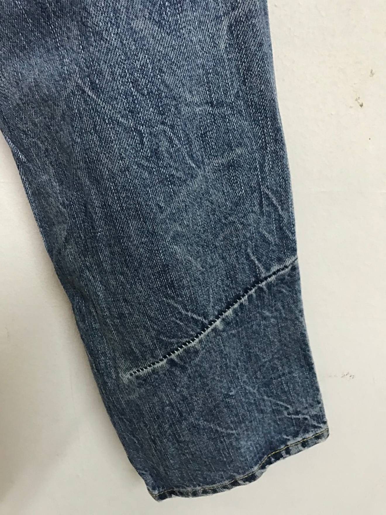 Vintage BISON Japan Rips Patchwork Exposed Stitching Denim Jeans Size US 31 - 16 Thumbnail