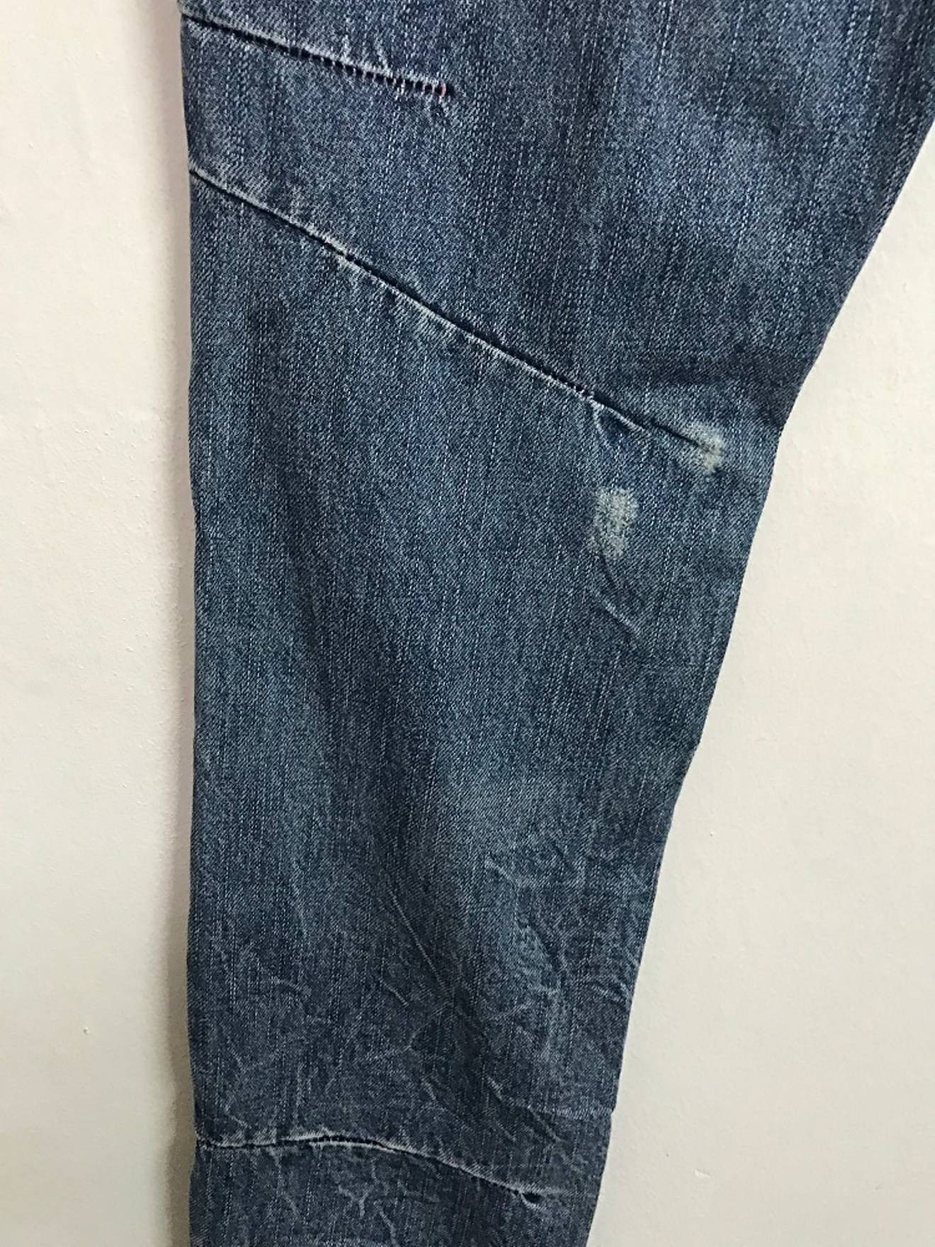 Vintage BISON Japan Rips Patchwork Exposed Stitching Denim Jeans Size US 31 - 12 Thumbnail
