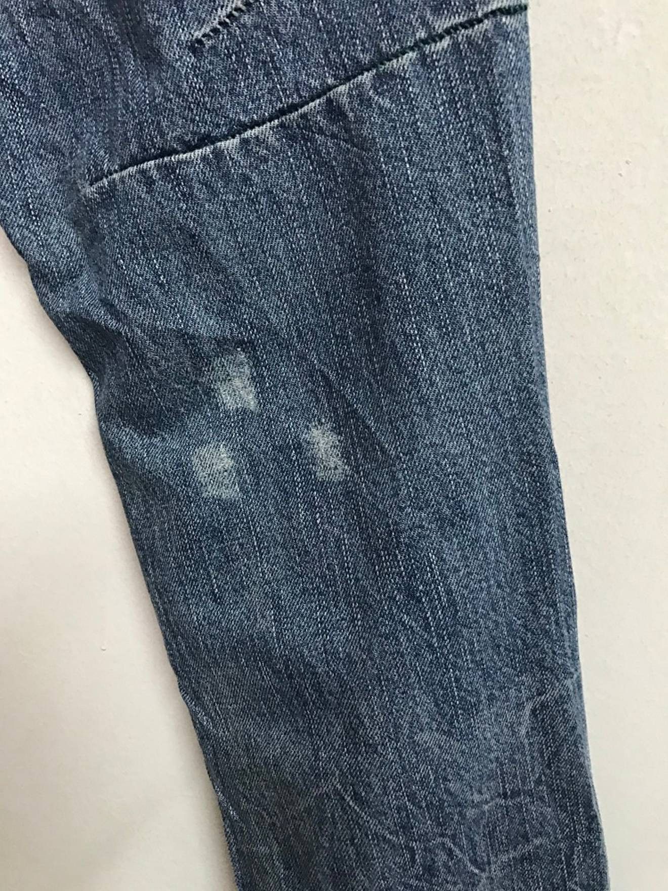 Vintage BISON Japan Rips Patchwork Exposed Stitching Denim Jeans Size US 31 - 15 Thumbnail