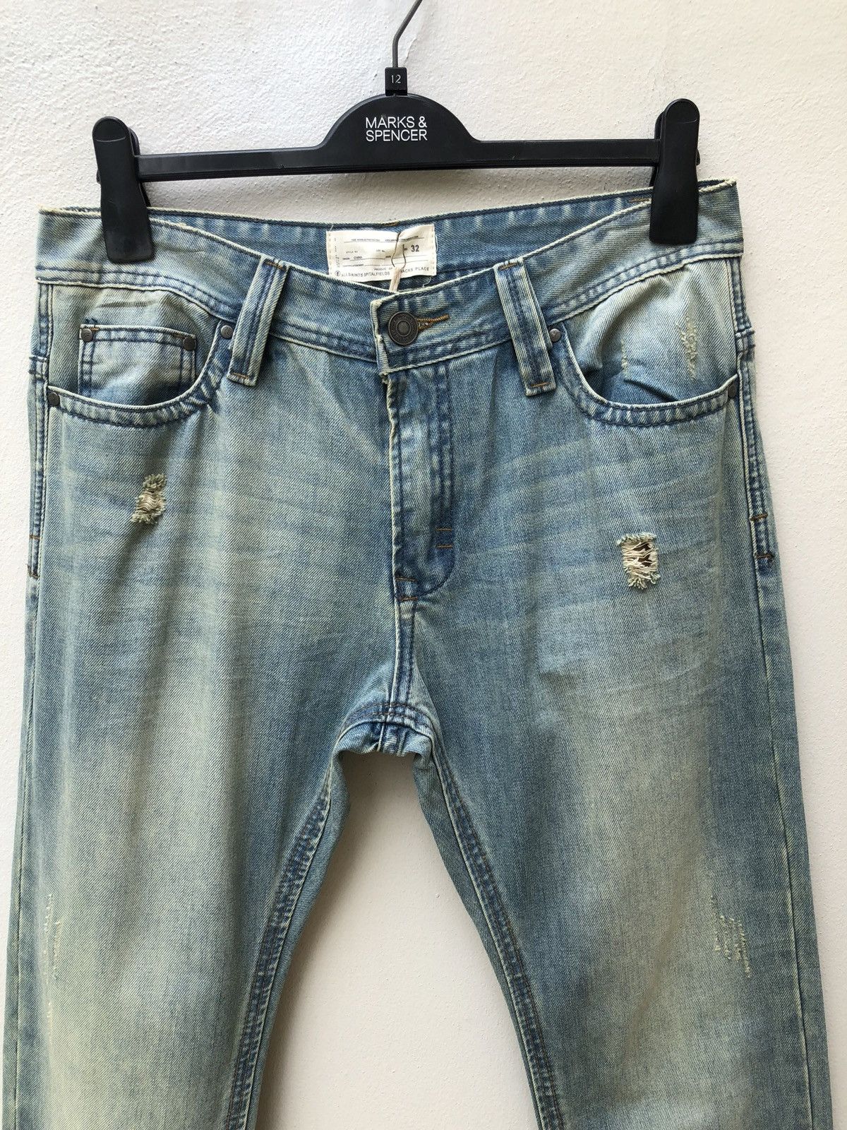 Allsaints Spitalfields Jacks Place Rips Distressed Denim Jeans Size US 32 / EU 48 - 2 Thumbnail