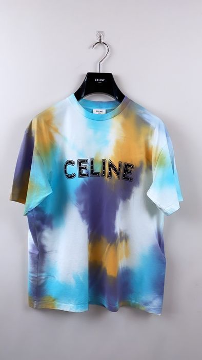 Celine Celine stud logo tie dye t shirt | Grailed