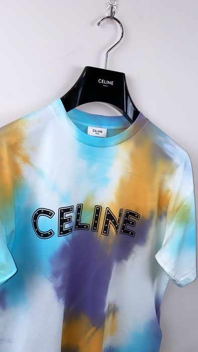 Celine Celine stud logo tie dye t shirt | Grailed