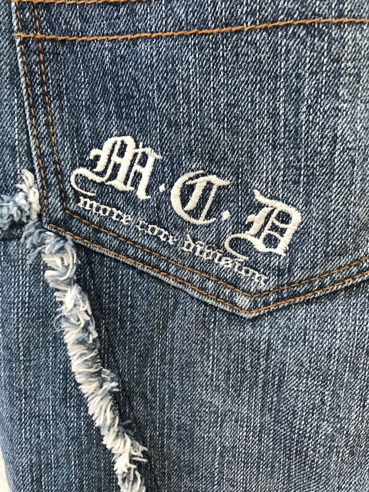 Vintage Japanese Designer MC DIVISION Cut Out Raw Edge Denim Jeans Size US 31 - 13 Thumbnail