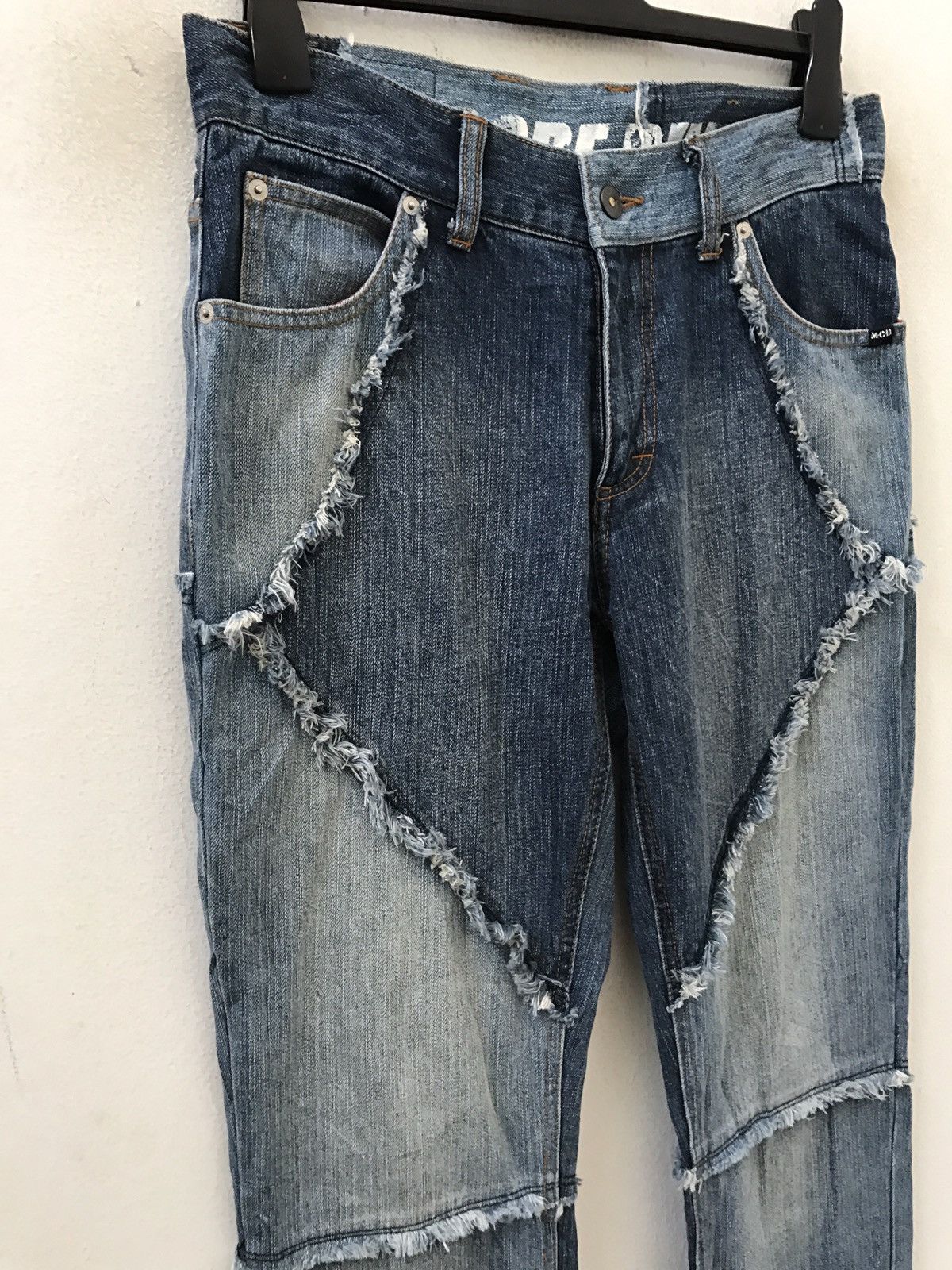 Vintage Japanese Designer MC DIVISION Cut Out Raw Edge Denim Jeans Size US 31 - 3 Thumbnail