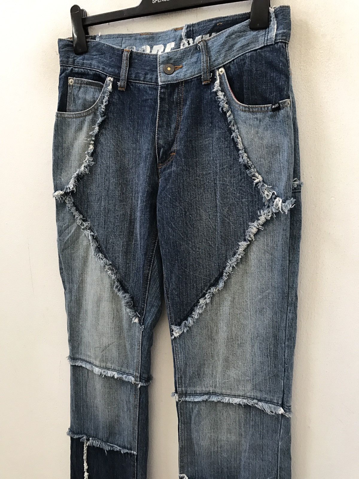 Vintage Japanese Designer MC DIVISION Cut Out Raw Edge Denim Jeans Size US 31 - 5 Thumbnail