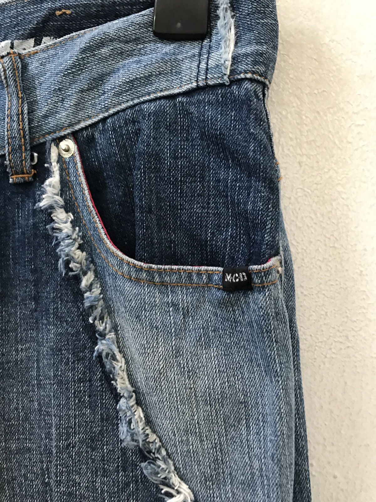 Vintage Japanese Designer MC DIVISION Cut Out Raw Edge Denim Jeans Size US 31 - 6 Thumbnail